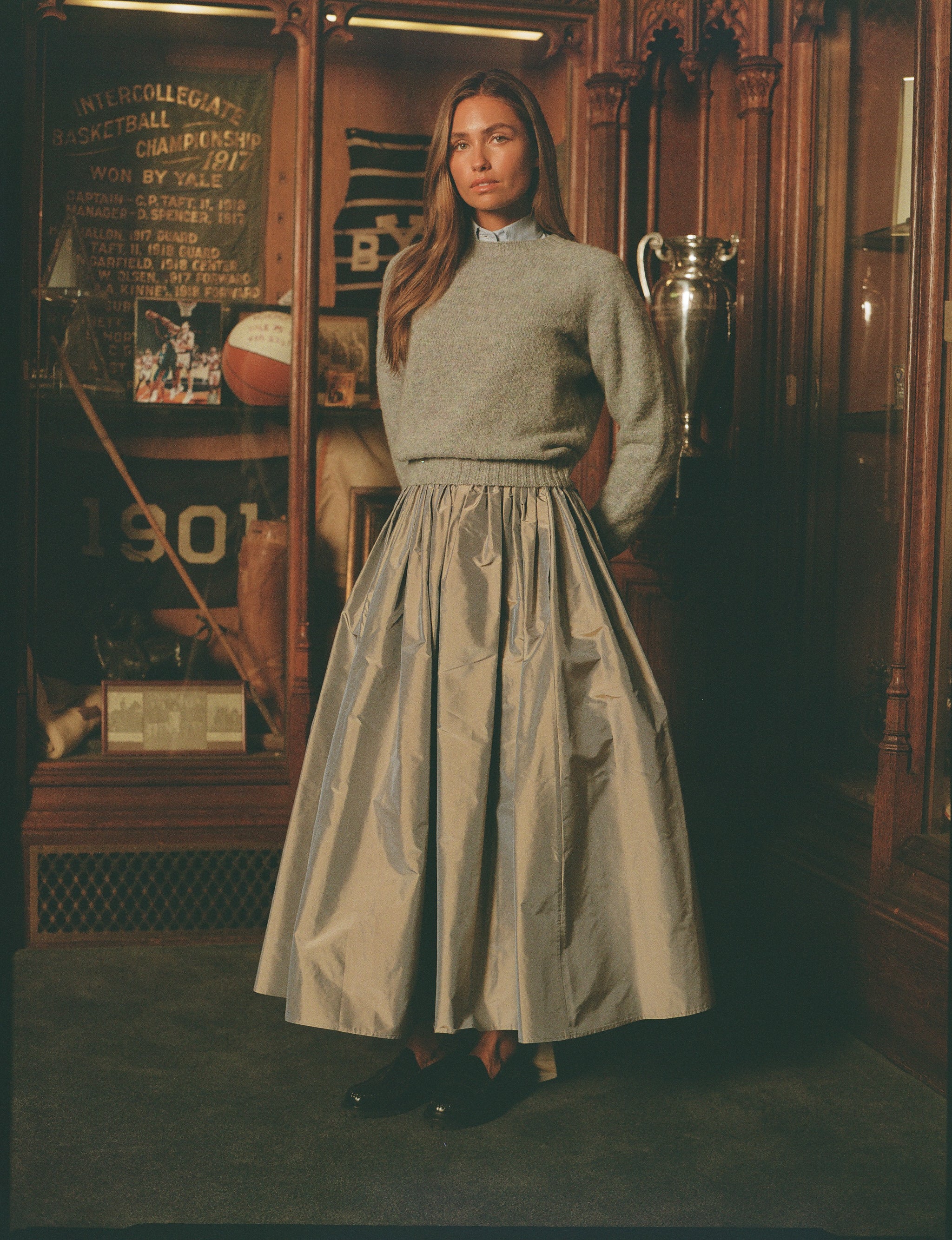 Made-in-USA Women's Sea Glass Silk Taffeta Skirt