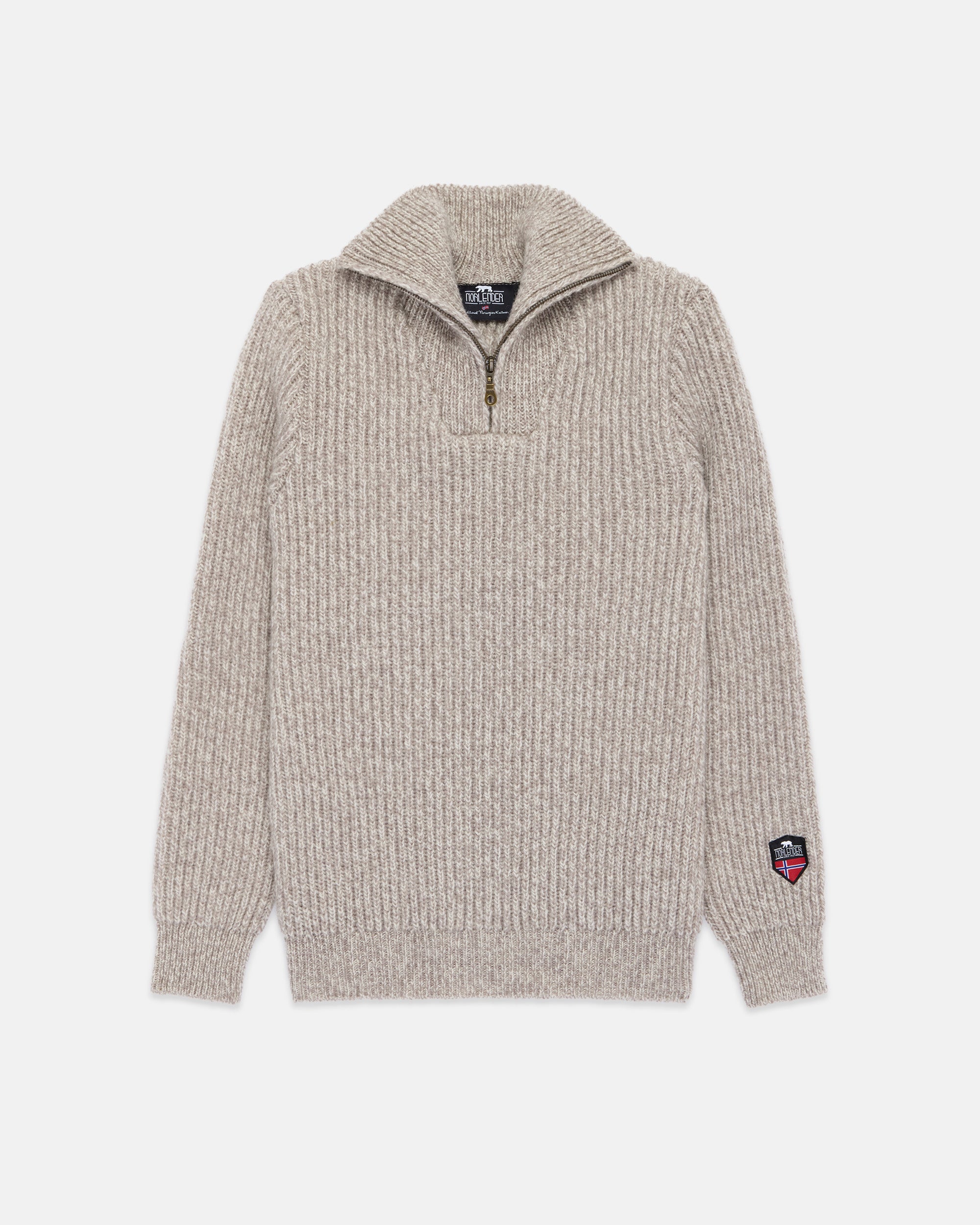 Made-in-Norway Grey 1/4 Zip Ribbed Sweater