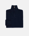 Made-in-Norway Navy 1/4 Zip Ribbed Sweater