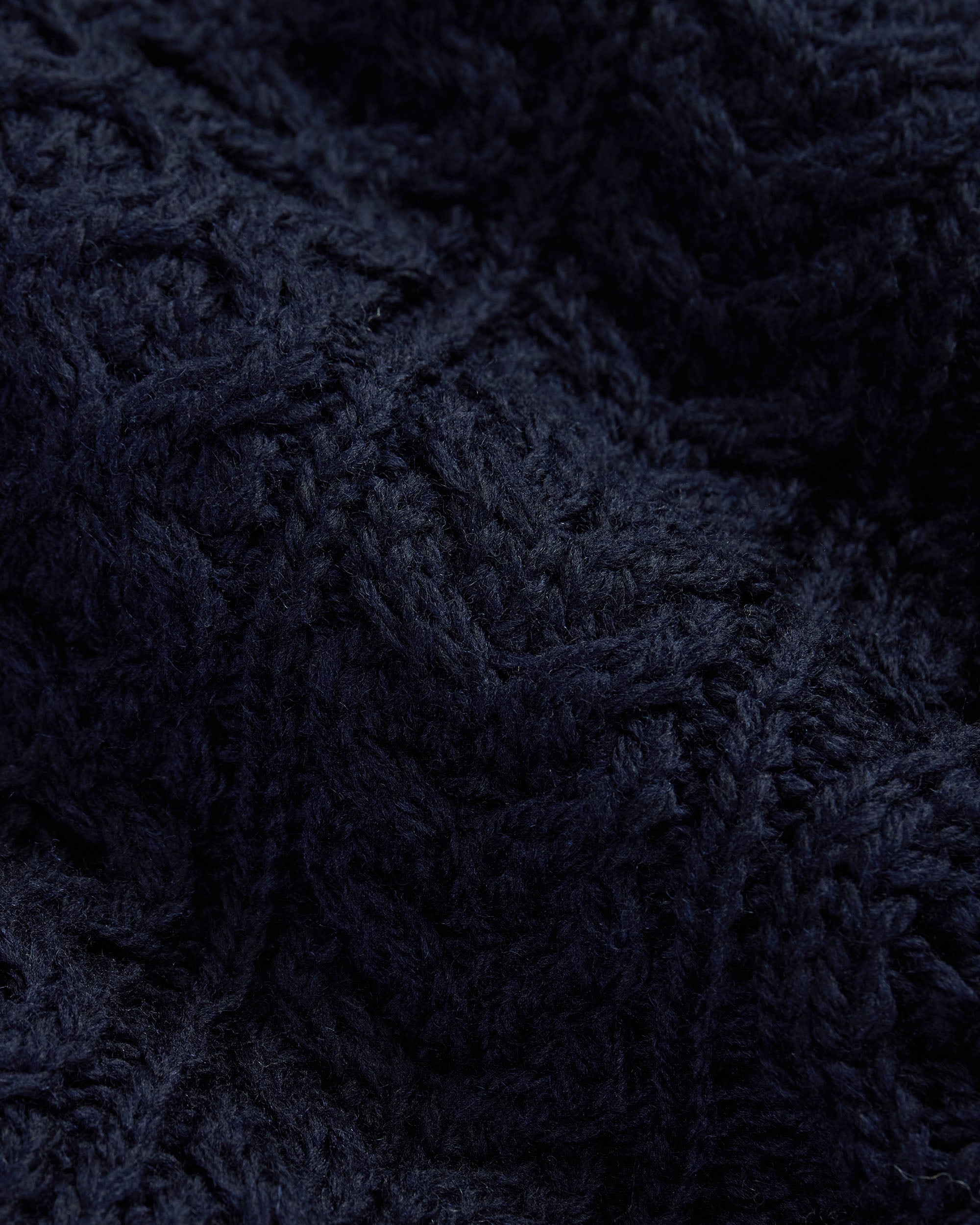 Made-in-Ireland Navy Aran Knit Turtleneck Sweater