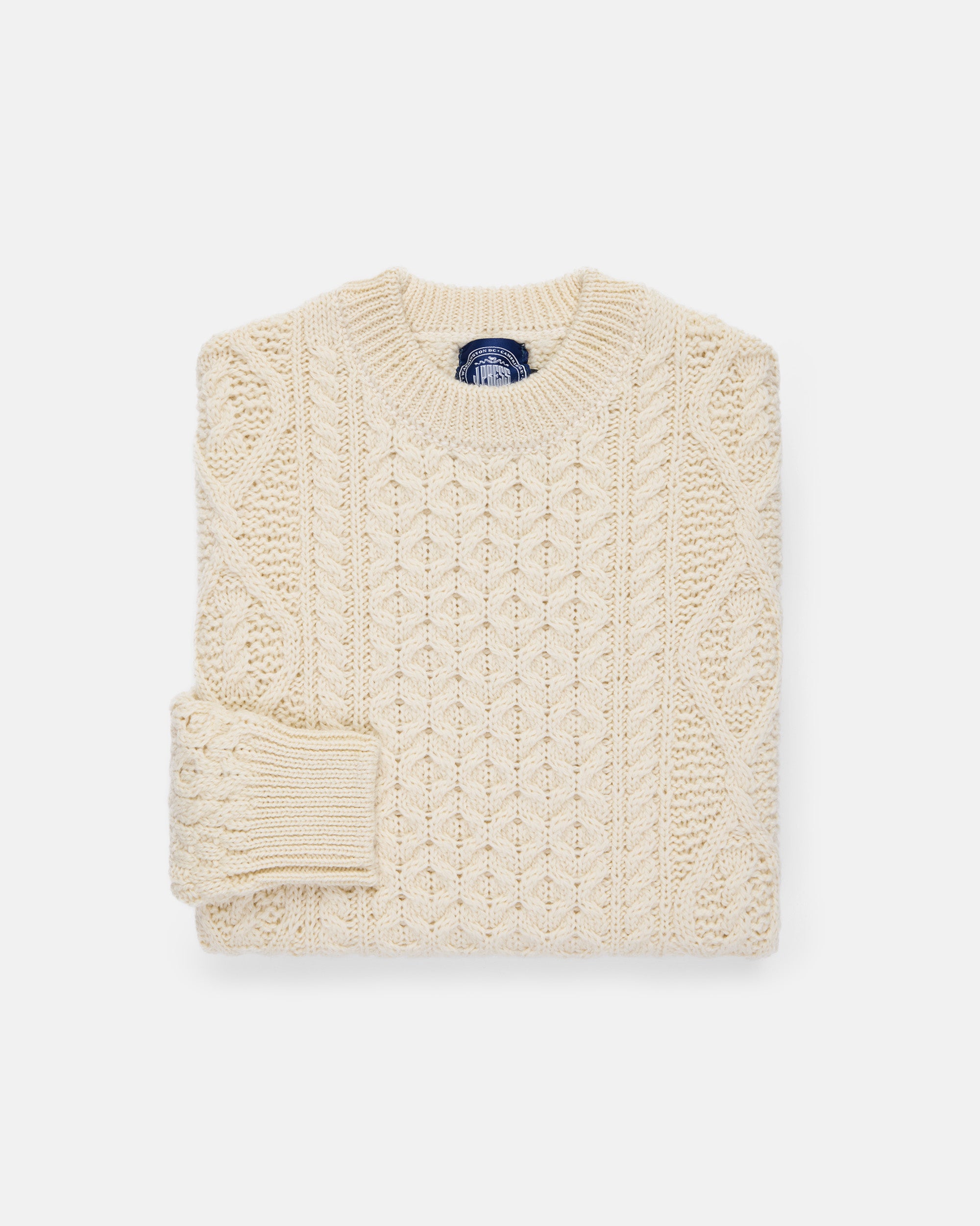 Made-in-Ireland Natural Aran Fisherman's Sweater