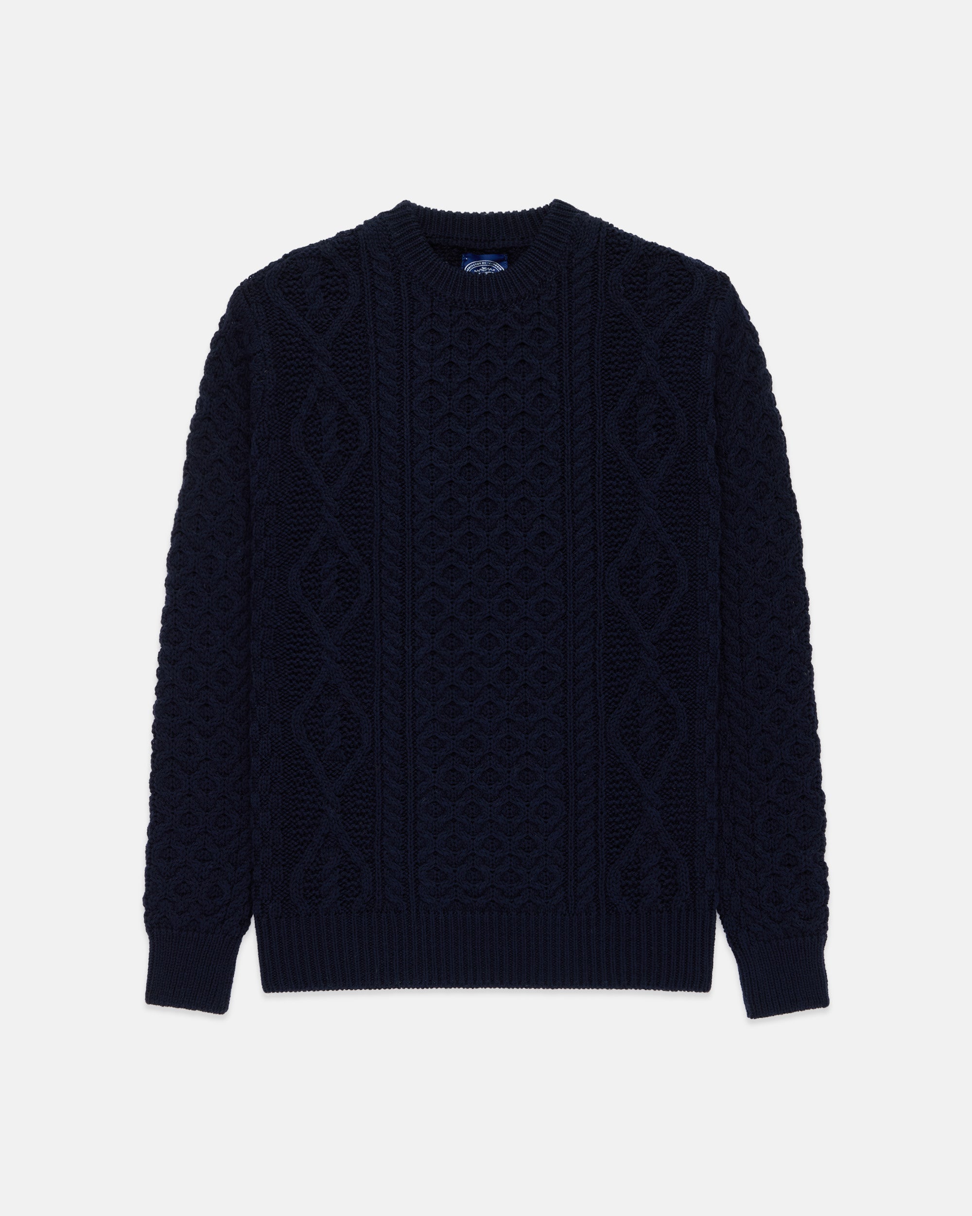 Made-in-Ireland Navy Aran Fisherman's Sweater
