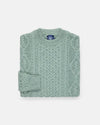 Made-in-Ireland Sage Aran Knit Crewneck Sweater
