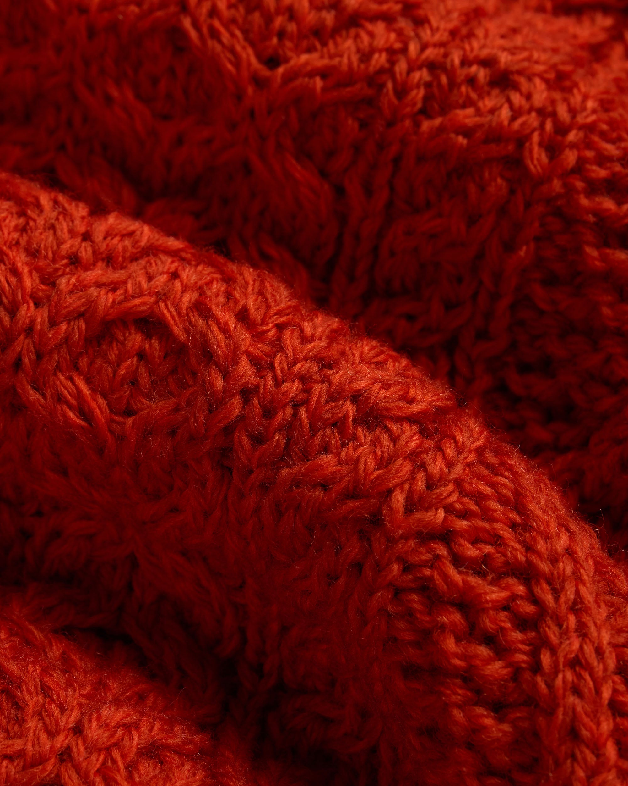 Made-in-Ireland Orange Marl Aran Knit Crewneck Sweater