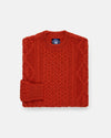 Made-in-Ireland Orange Marl Aran Knit Crewneck Sweater