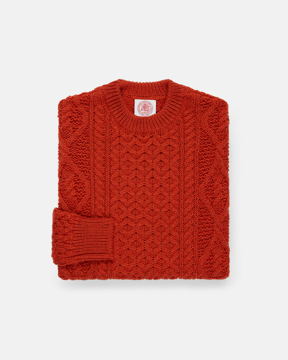 Made-in-Ireland Orange Marl Aran Fisherman’s Sweater