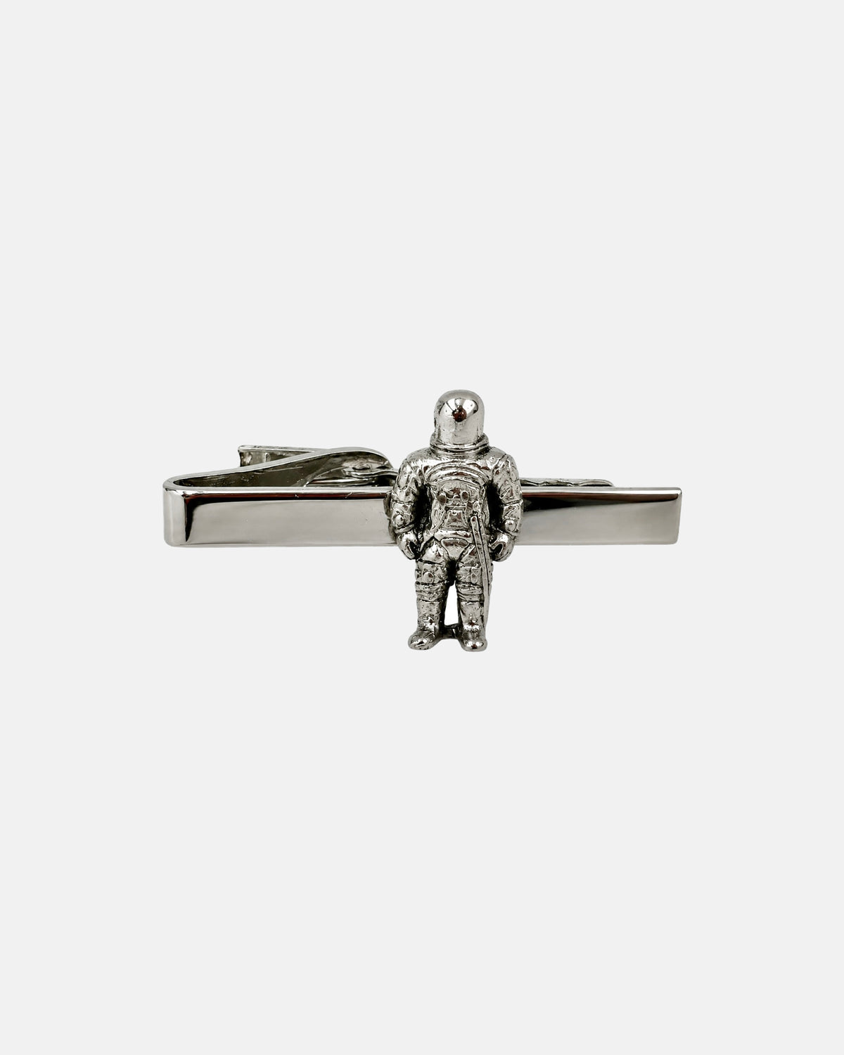 Vintage Astronaut Silver Metal Tie Bar Clip
