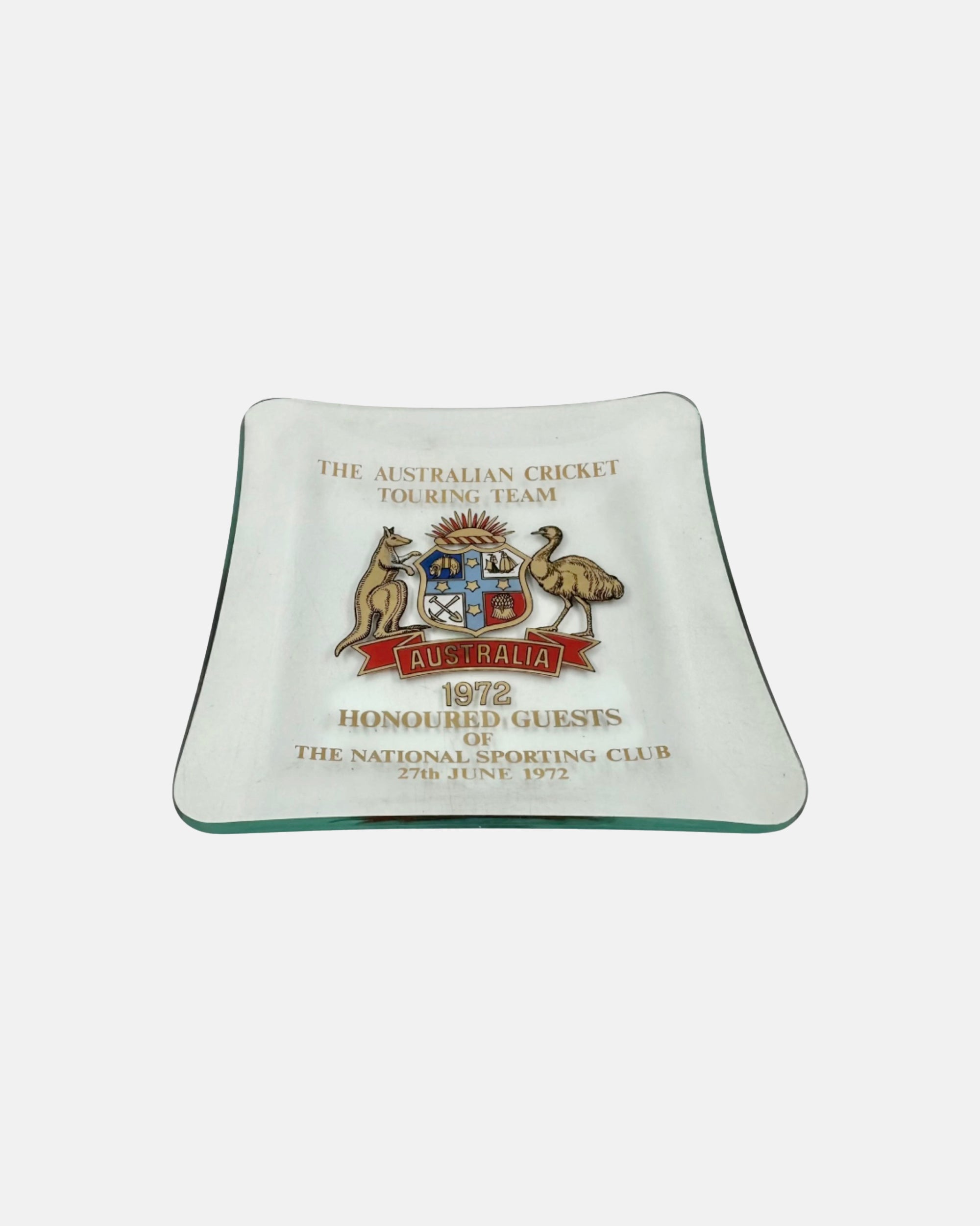 Vintage The Australian Cricket Touring Team 1972 Glass Ashtray