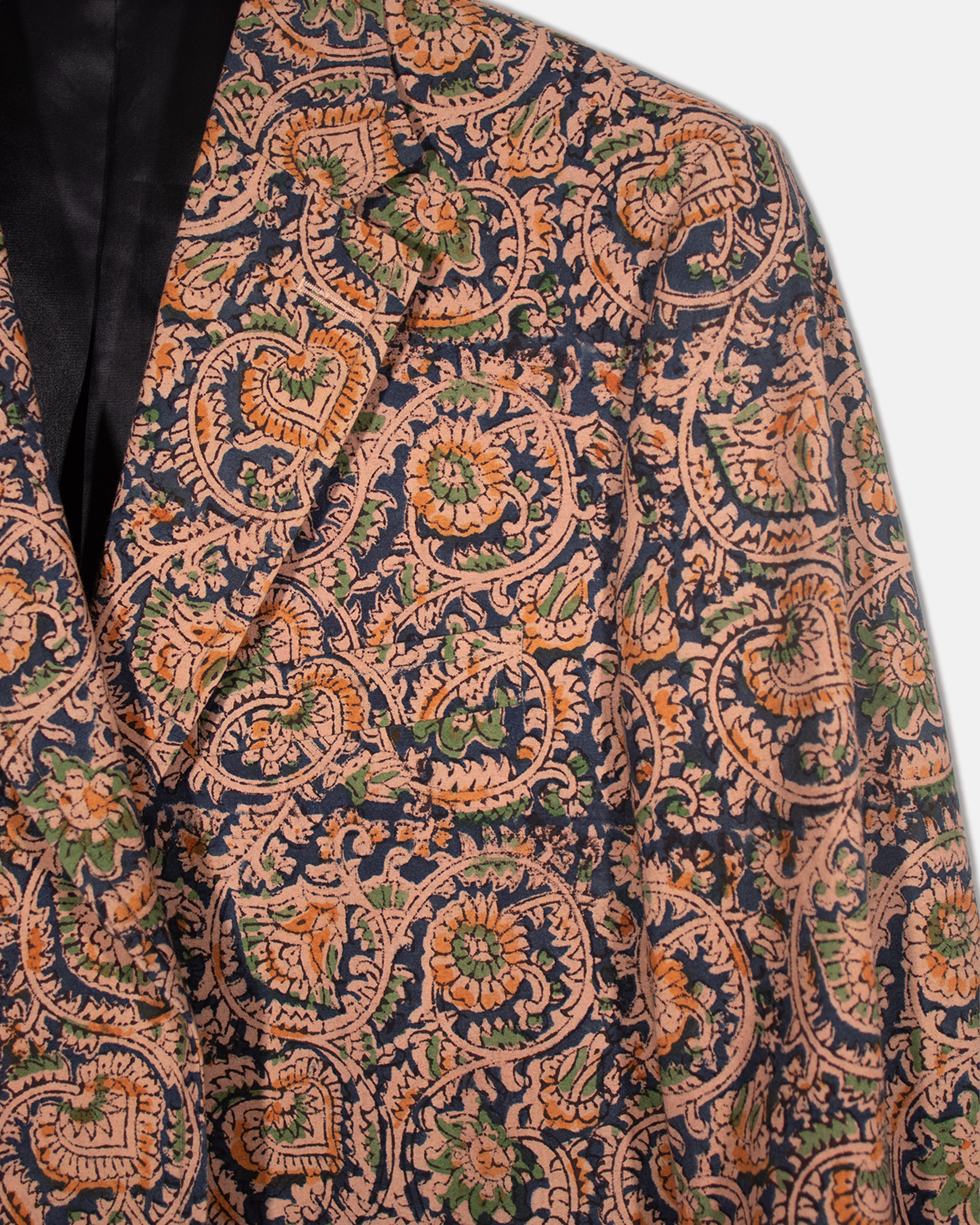 Made-in-Canada Navy & Brown Batik Print Cotton Sport Coat