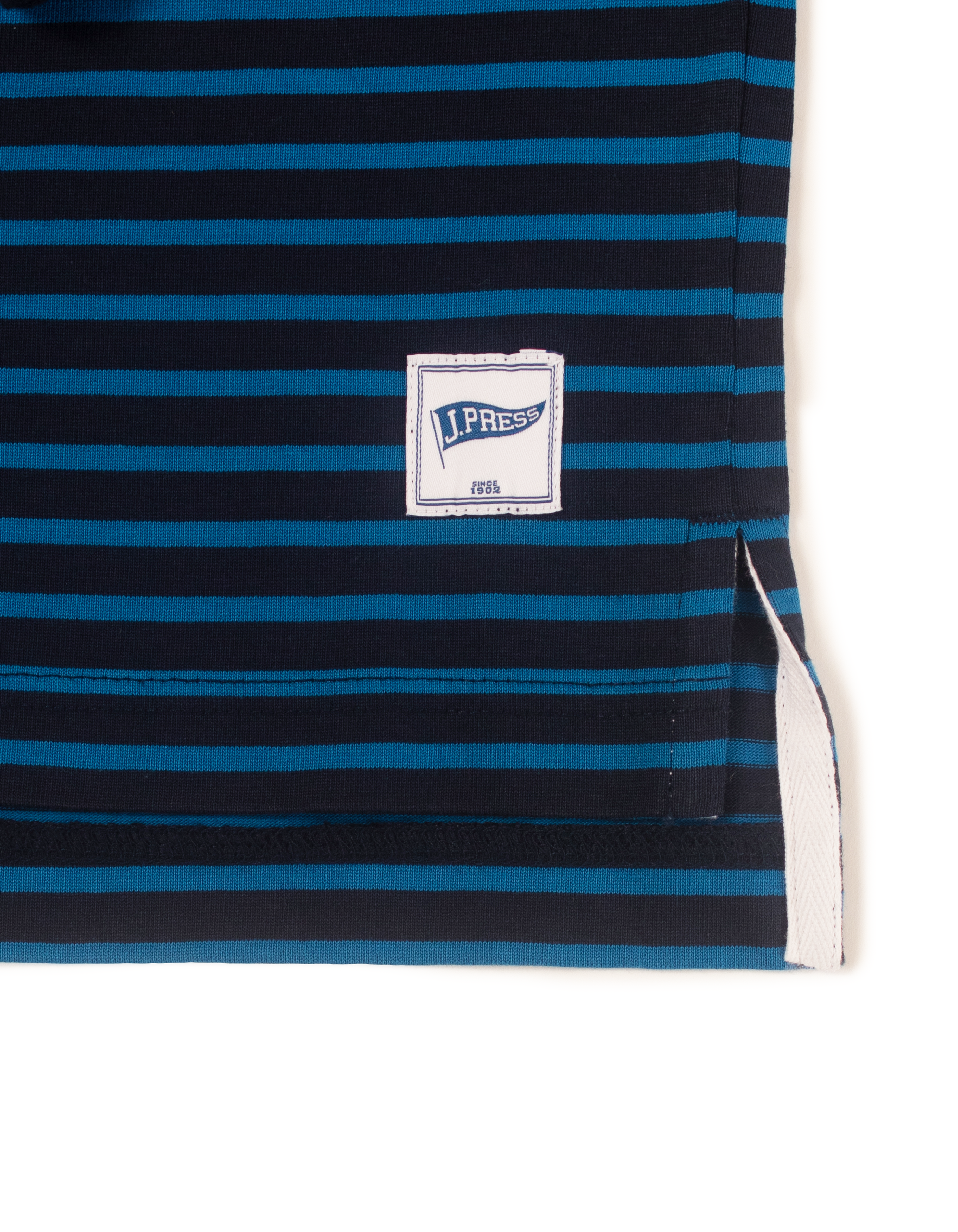 Blue & Navy Trim Fit Breton Stripe Rugby