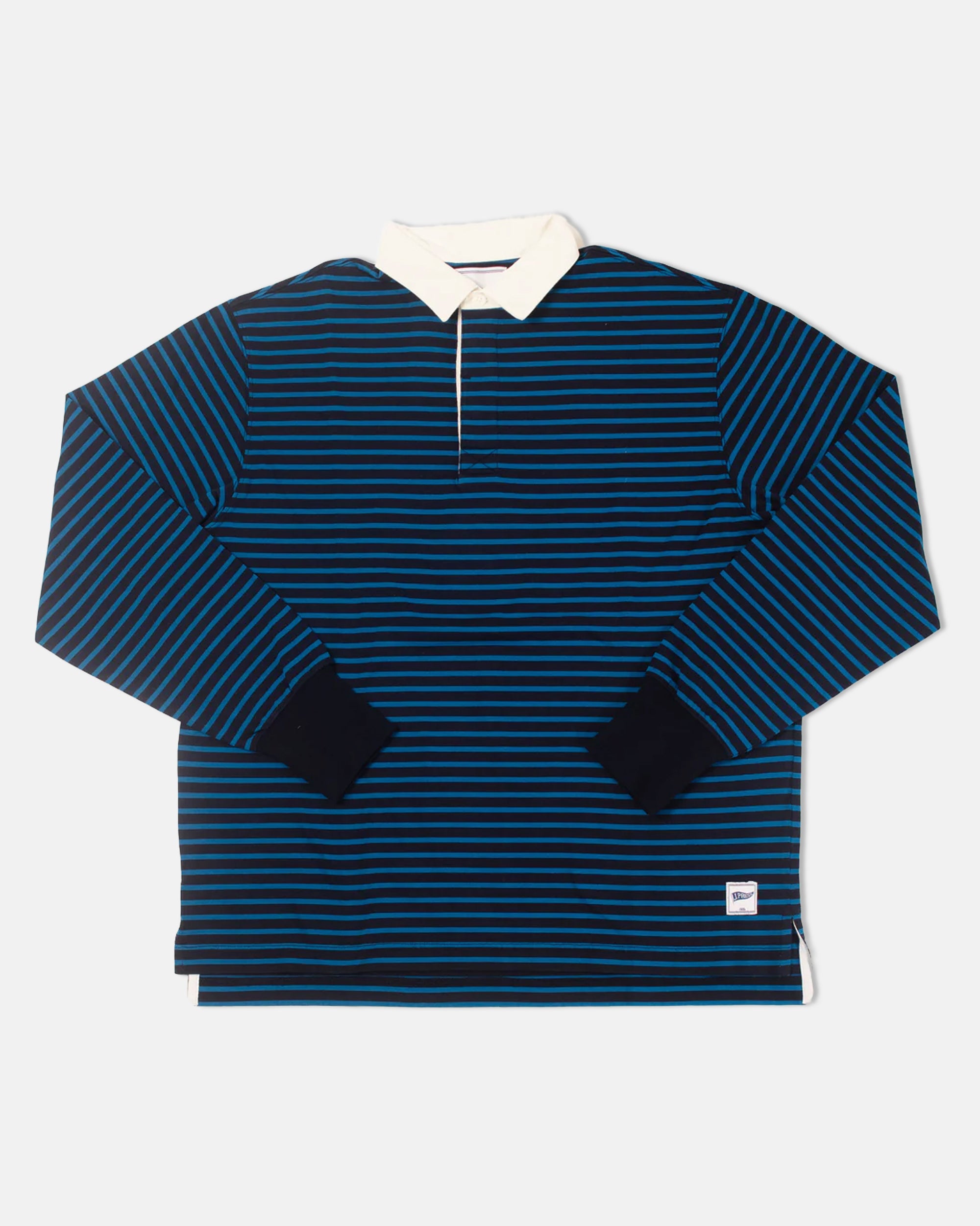 Blue & Navy Trim Fit Breton Stripe Rugby