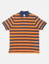 Navy & Orange Trim Fit Wide Stripe Polo