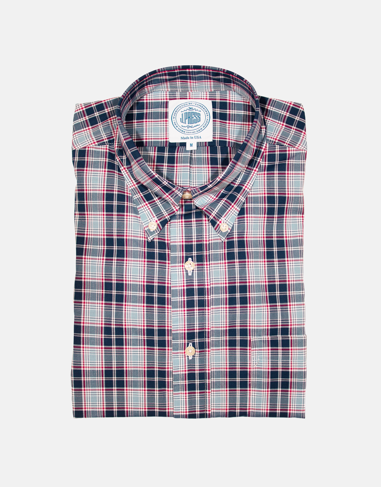 Made-in-USA Navy & Red Plaid Sport Shirt