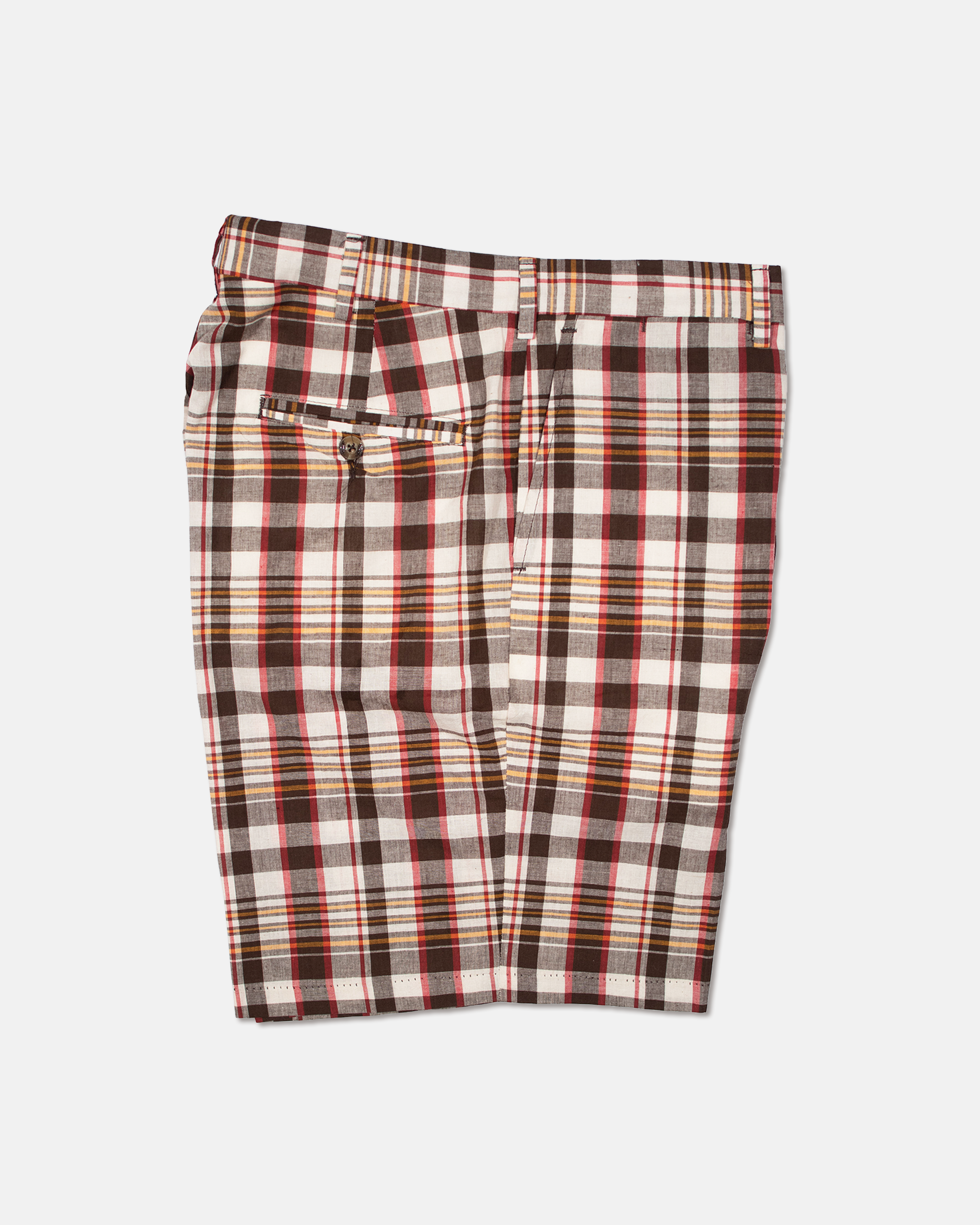 Brown, Cream & Red Madras Shorts