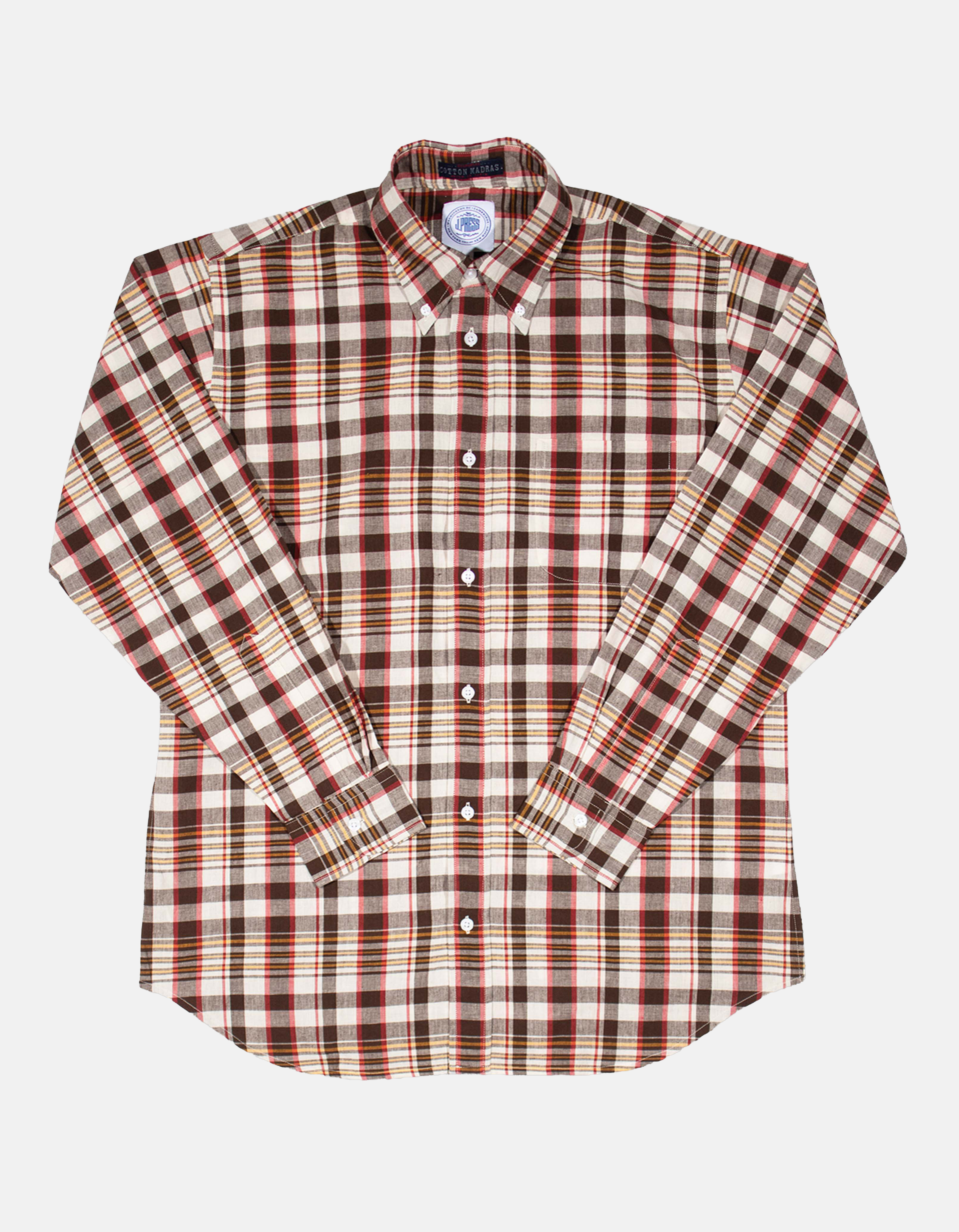 Brown, Red & Gold Madras Sport Shirt