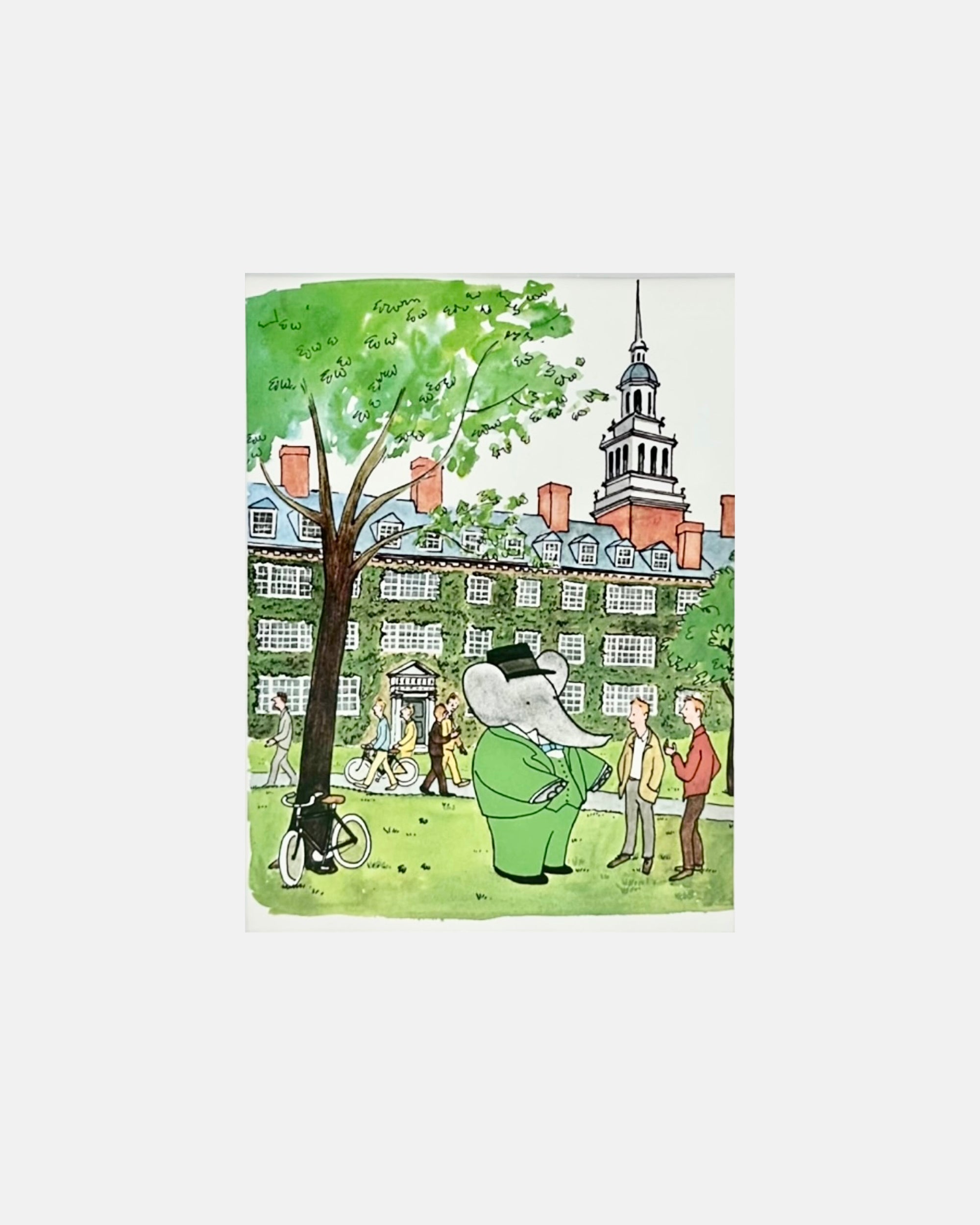 Vintage Babar Elephant Harvard University Ivy League Framed Print