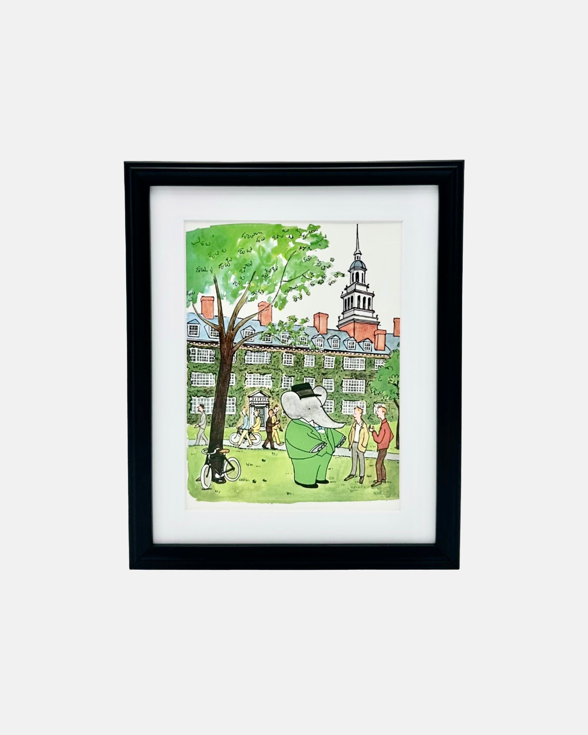 Vintage Babar Elephant Harvard University Ivy League Framed Print