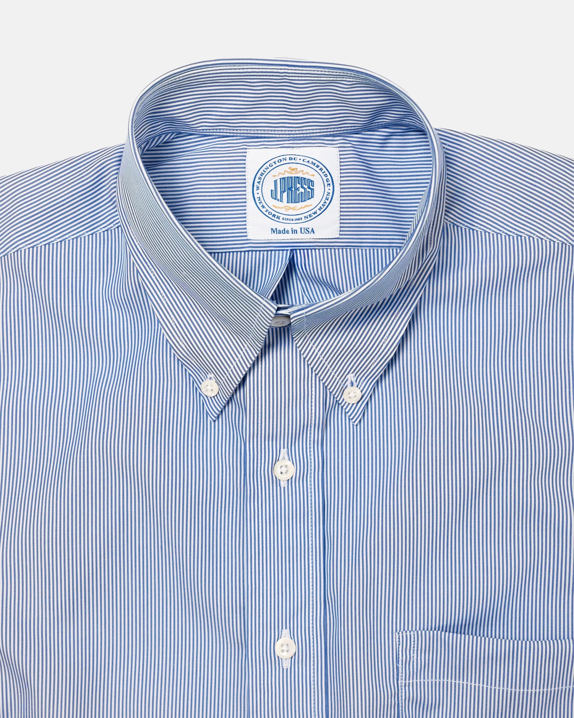 Made-in-USA Blue Banker Stripe Dress Shirt