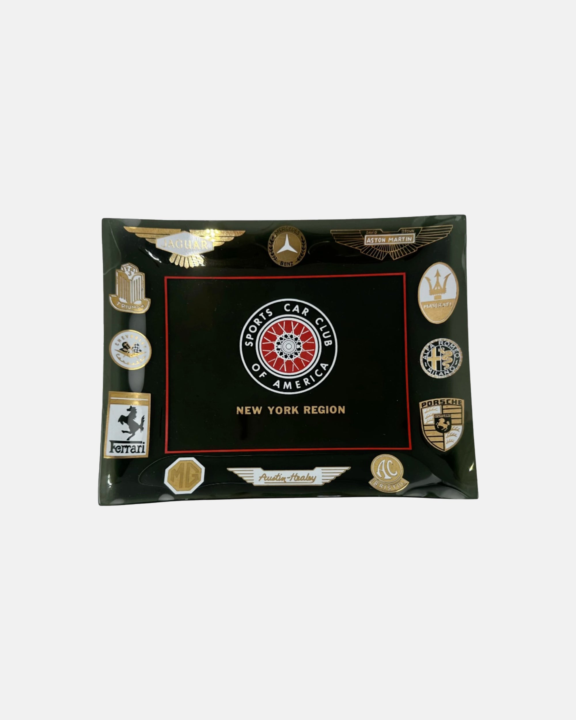 Vintage Sports Car Club of America New York Region Black Glass Ashtray