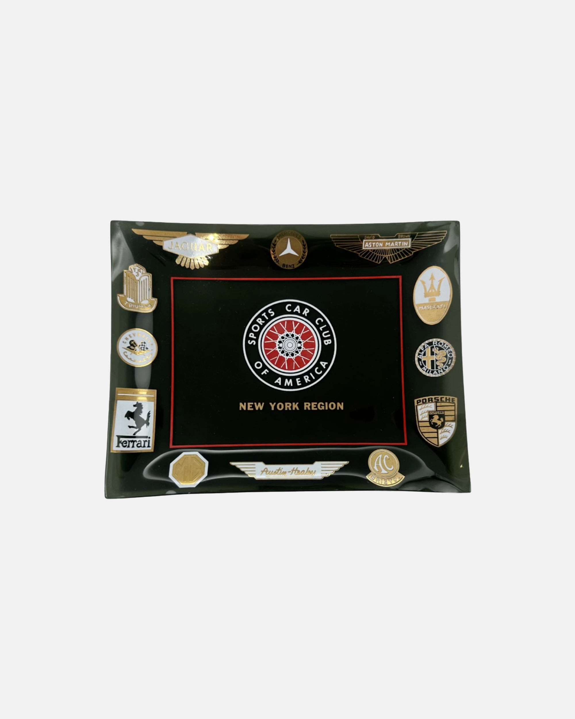 Vintage Sports Car Club of America New York Region Black Glass Ashtray