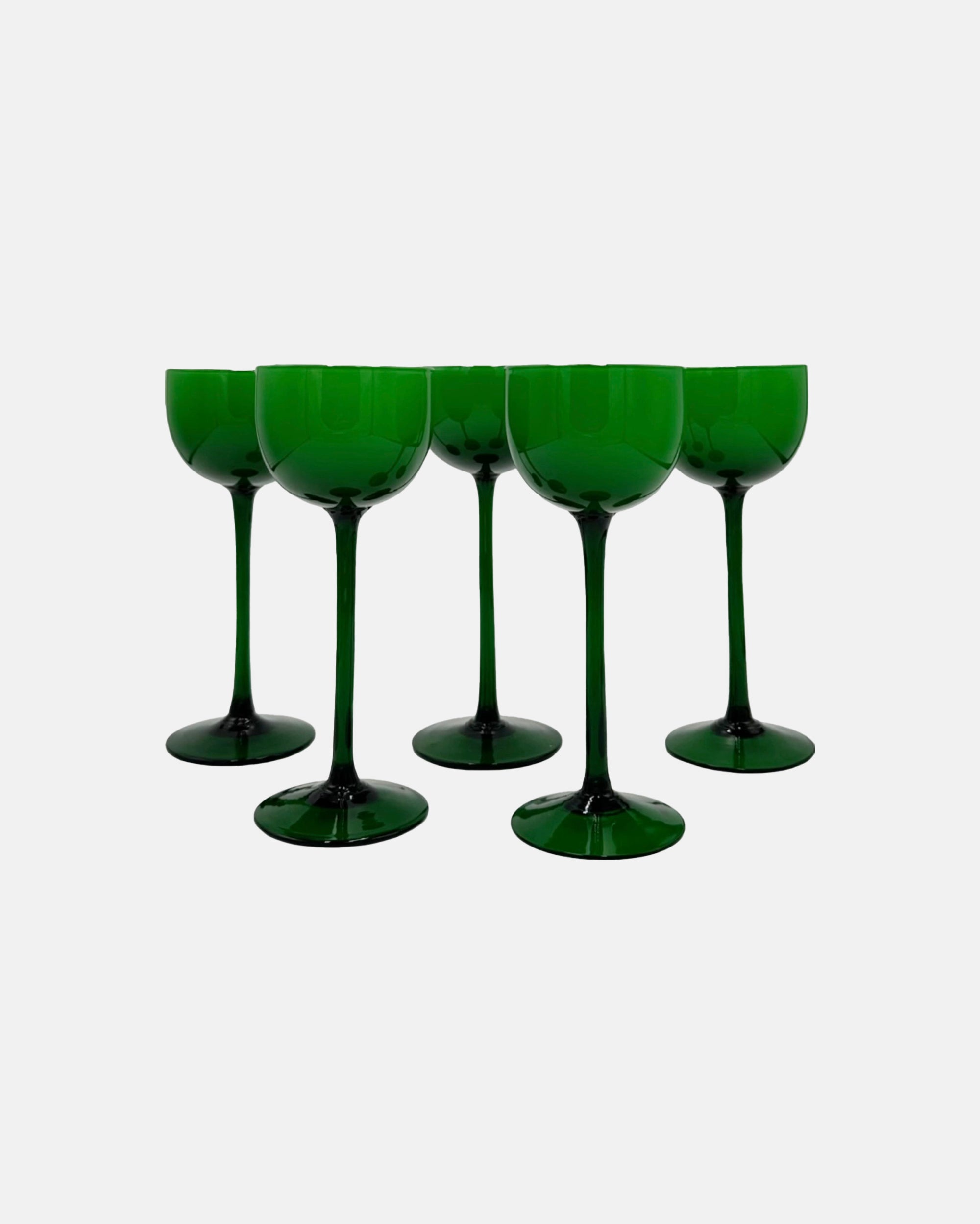 Vintage Set 5 Carlo Moretti Italy Green Cocktail Glasses