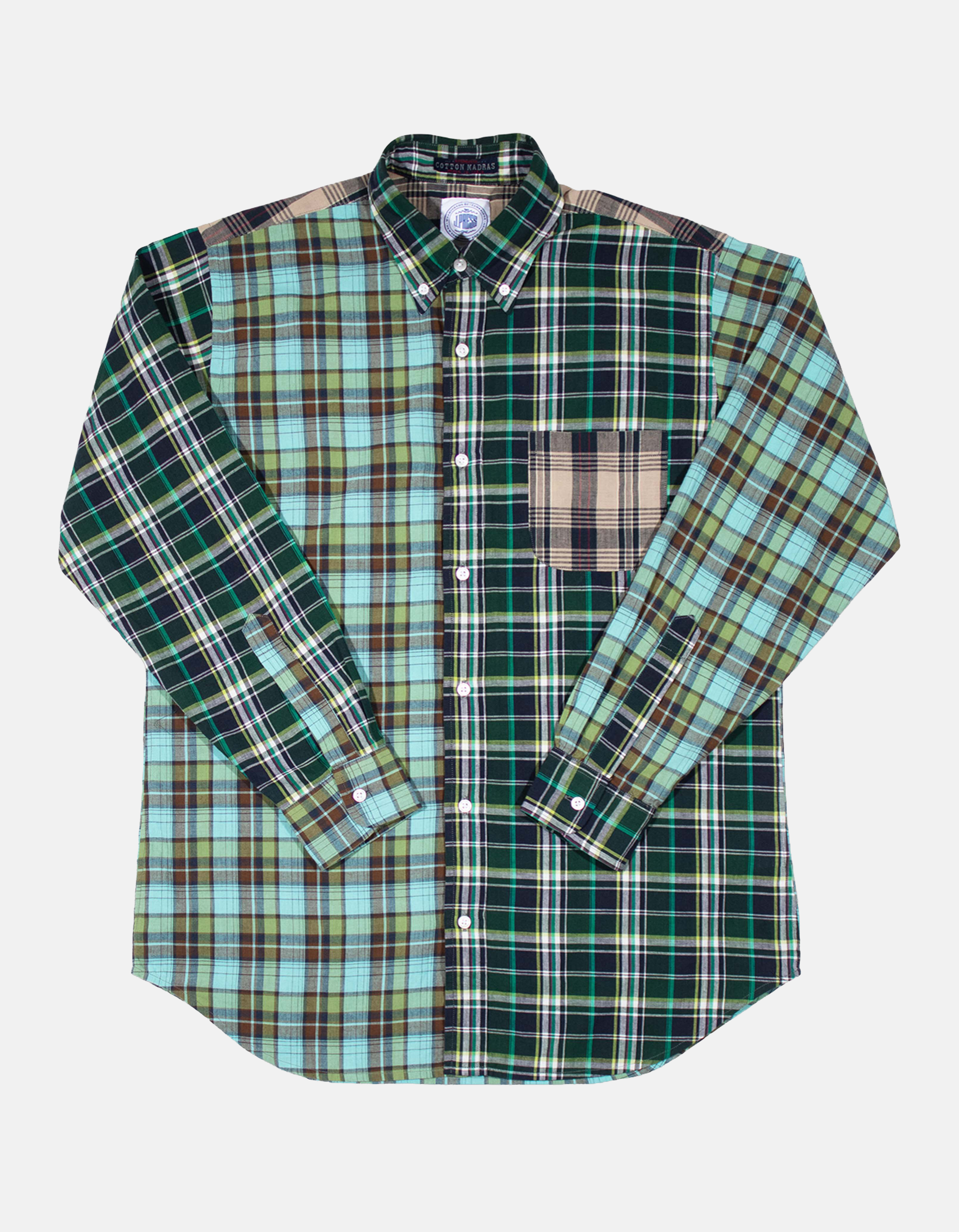 LONG SLEEVE MADRAS FUN SHIRT - GREEN