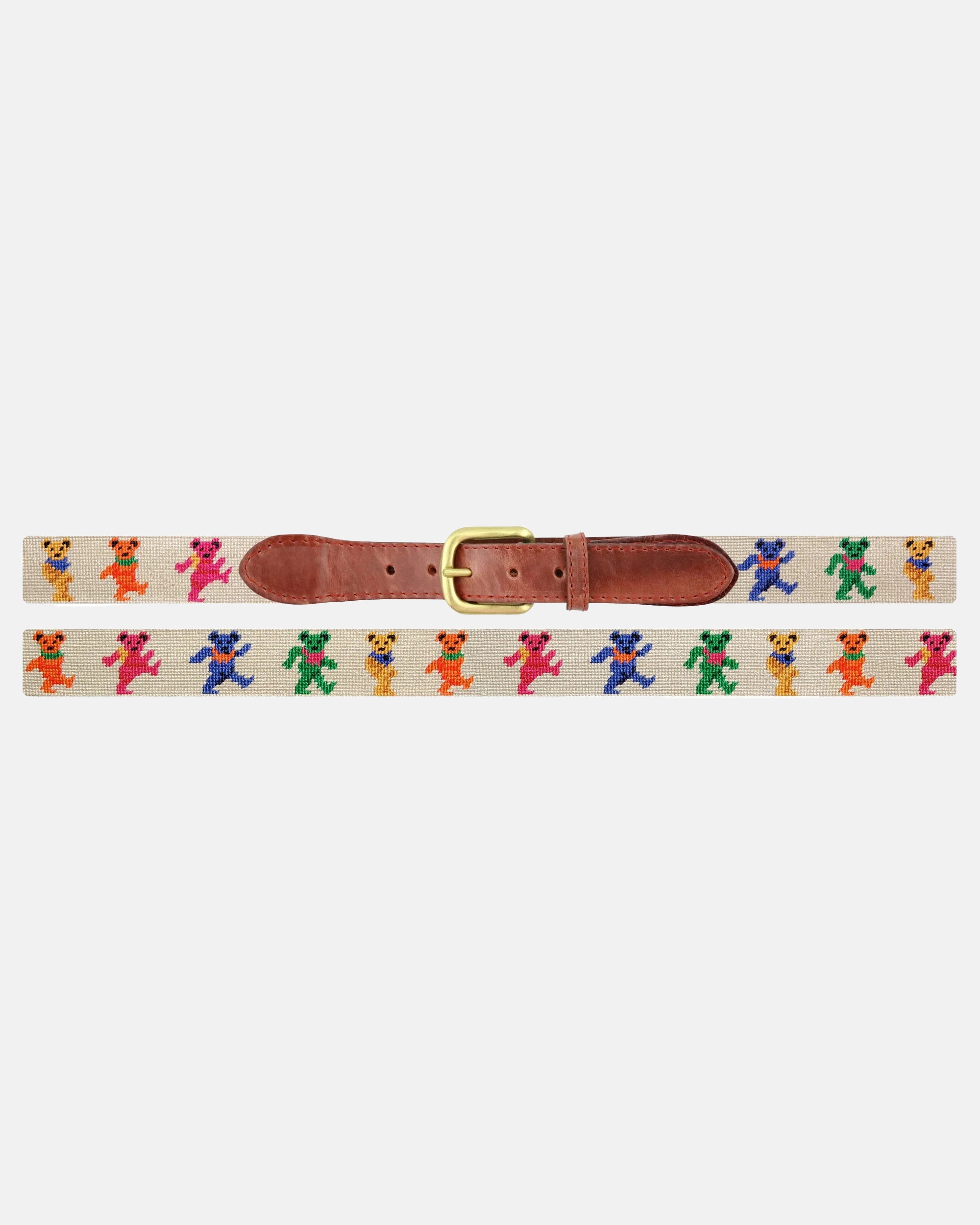 Dancing Bear Oatmeal Needlepoint Belt