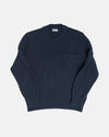 Vito's Navy Crewneck Cotton Pocket Sweater