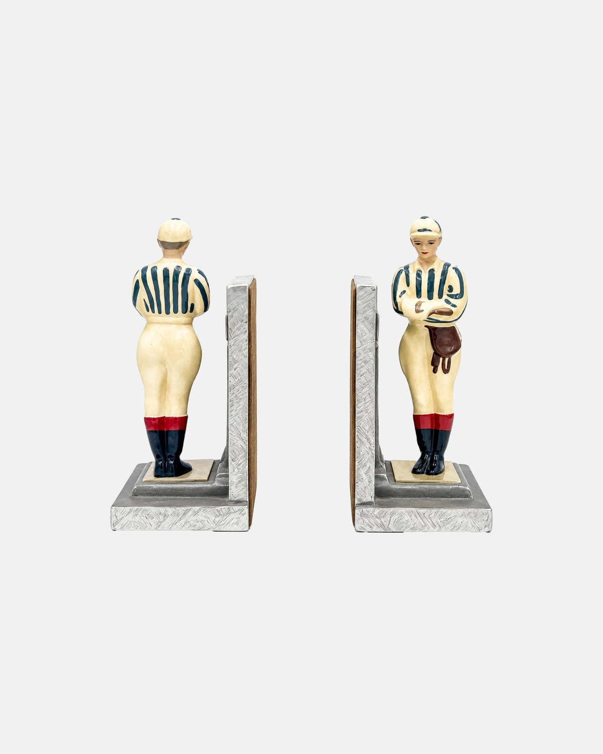 Pair Vintage Kentucky Tavern Equestrian Jockey Bookends