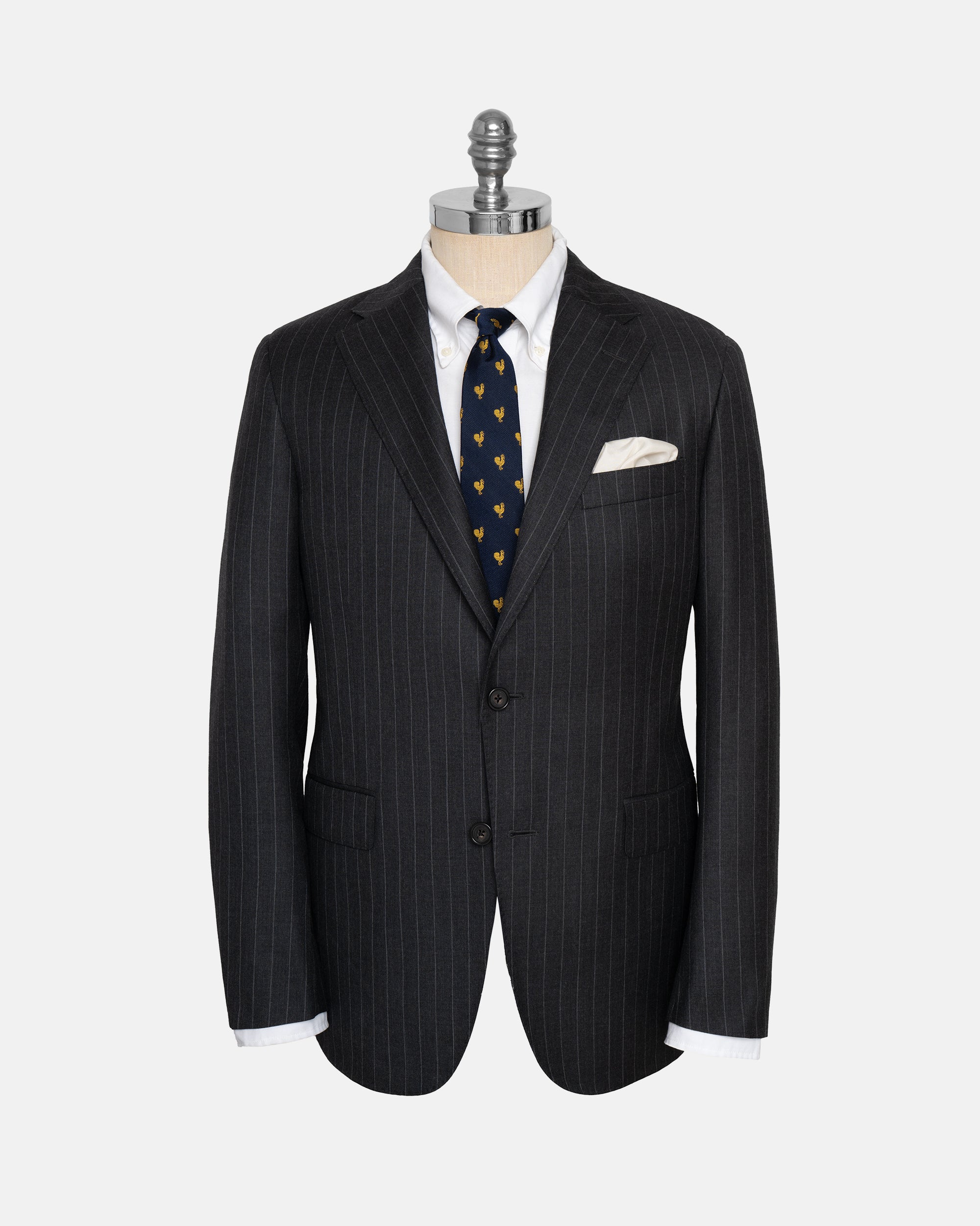 Made-in-USA Charcoal Chalkstripe Two-Button Darted Suit