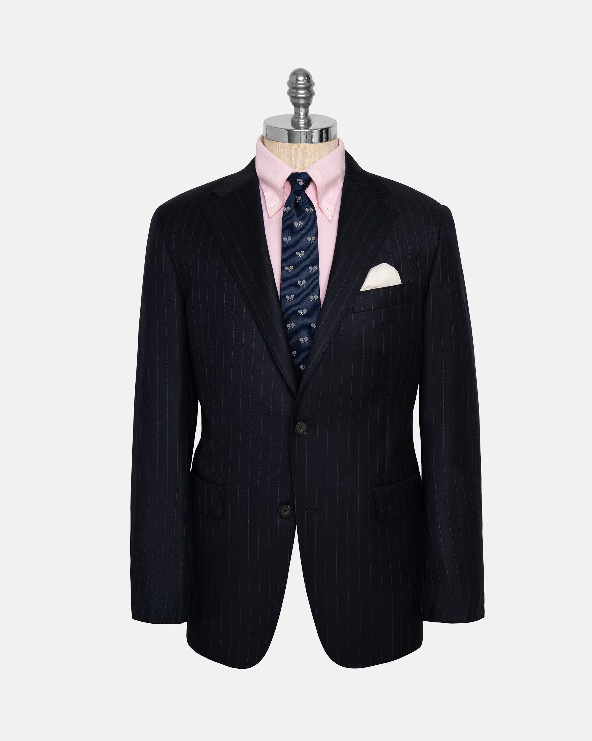 Made-in-USA Navy Chalkstripe Two-Button Darted Suit