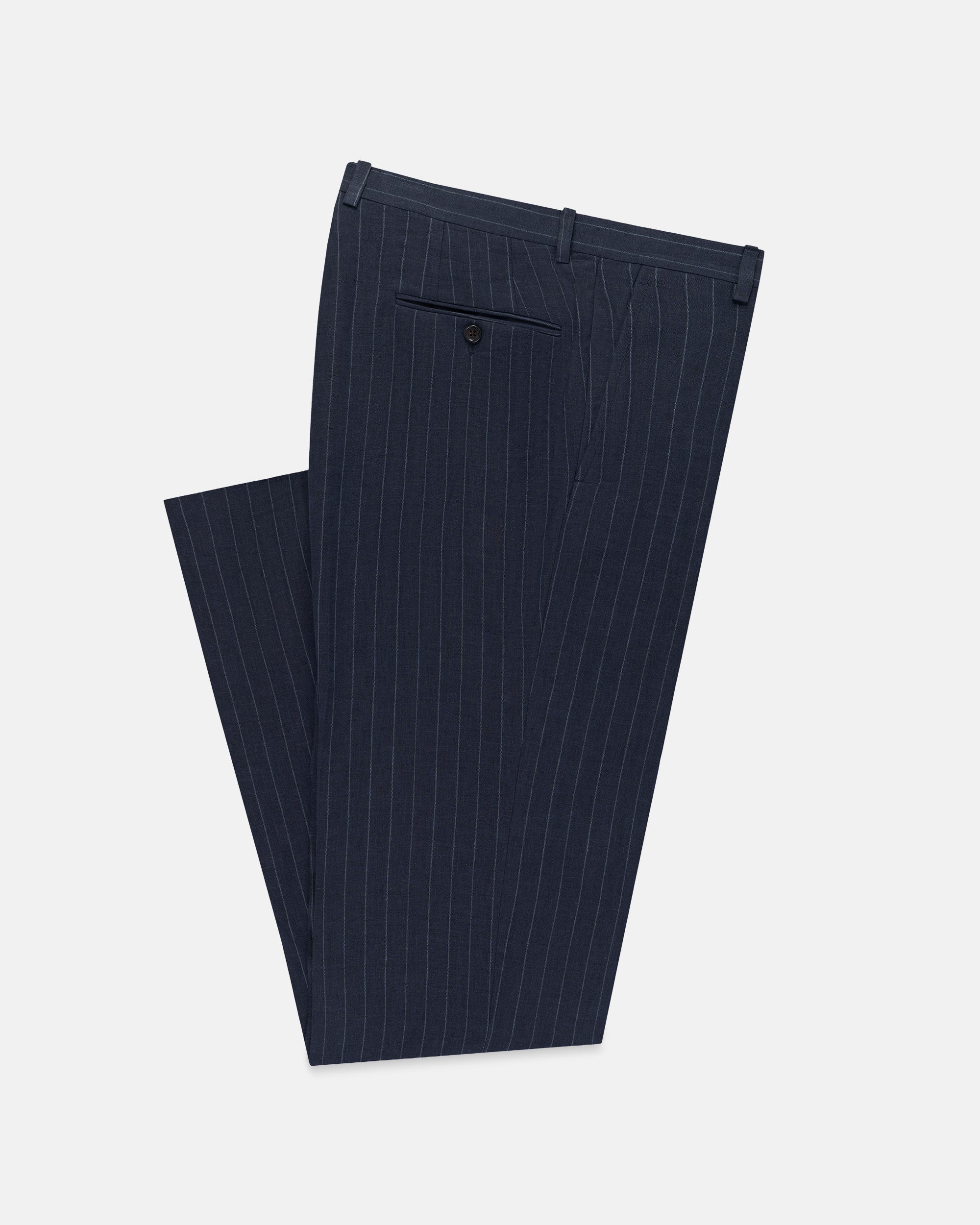 Made-in-USA Navy Chalk Stripe Linen Trouser