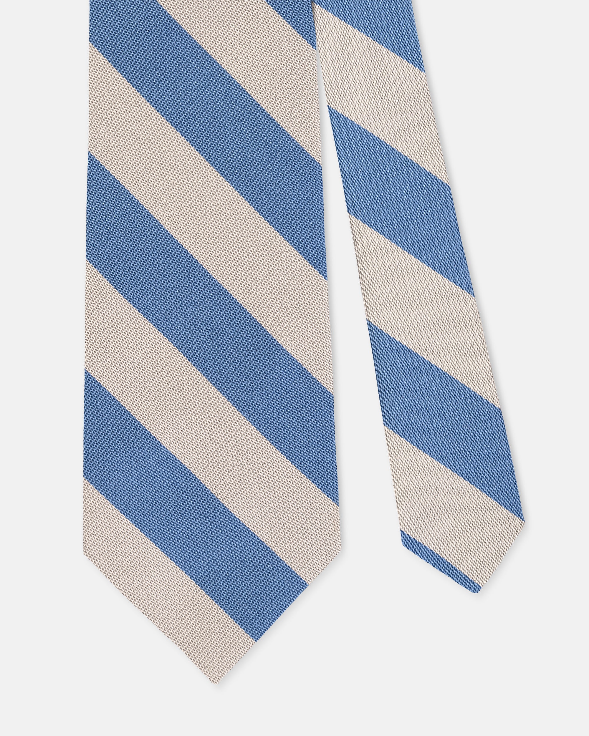 Made-in-USA Light Blue & Silver Guard Stripe Silk Repp Tie