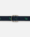 Made-in-USA Green Whales Motif D Ring Belt