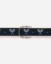 Made-in-USA Tennis Rackets Motif D Ring Belt