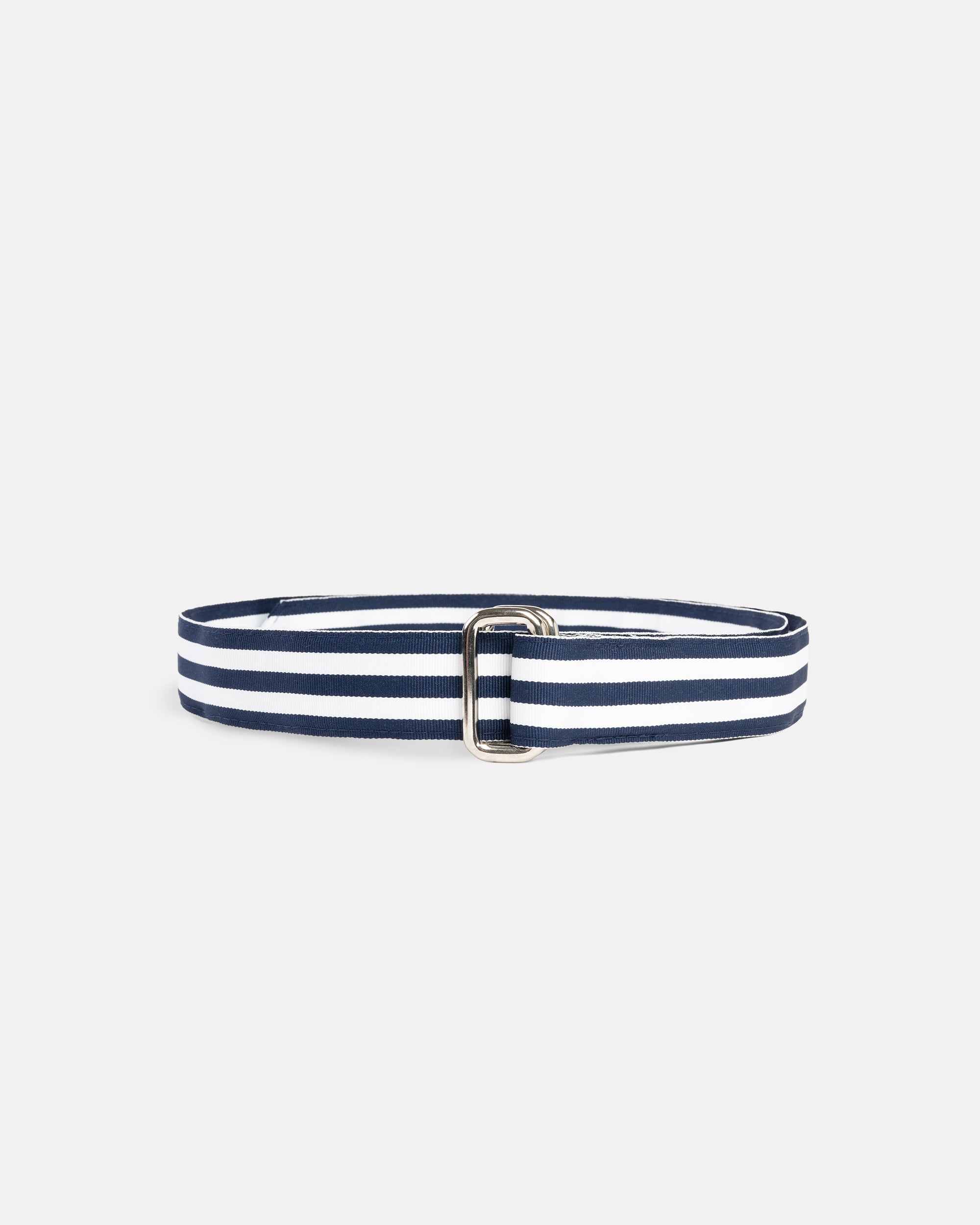 Made-in-USA Navy & White Striped Grosgrain Ribbon Belt