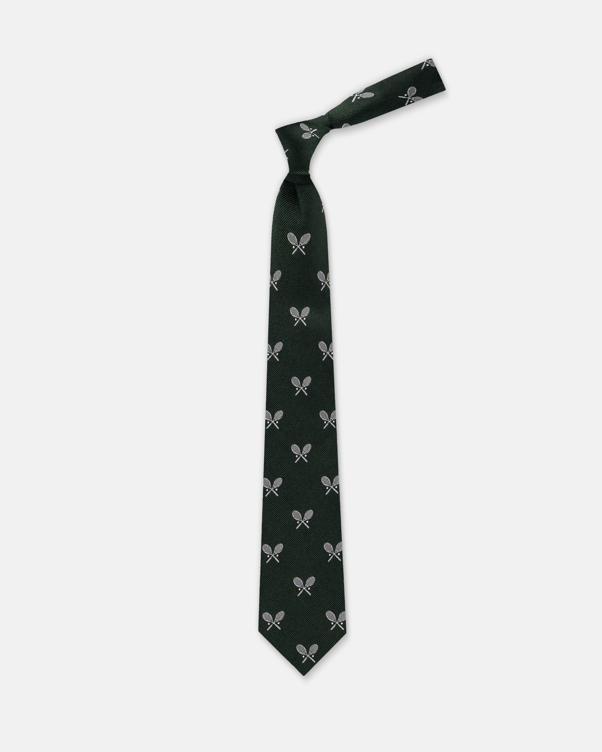 Made-in-UK Green Tennis Rackets Club Tie