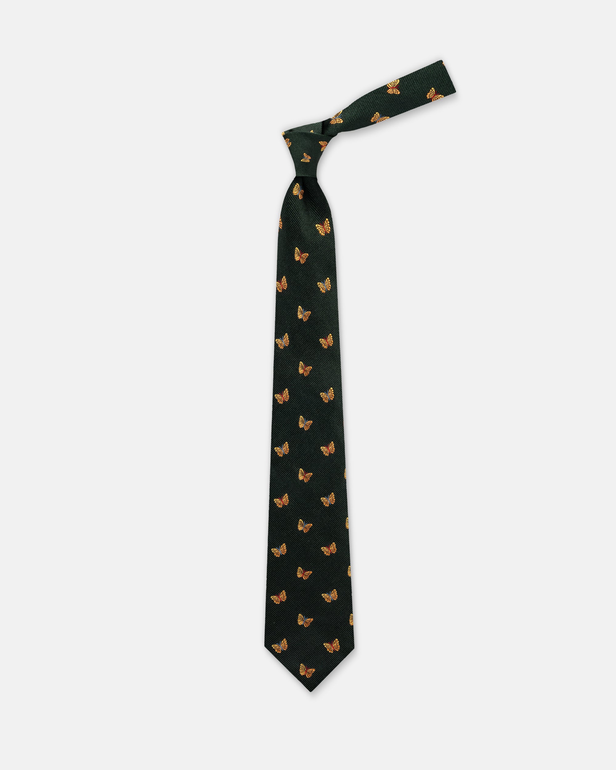 Made-in-UK Green Butterflies Club Tie