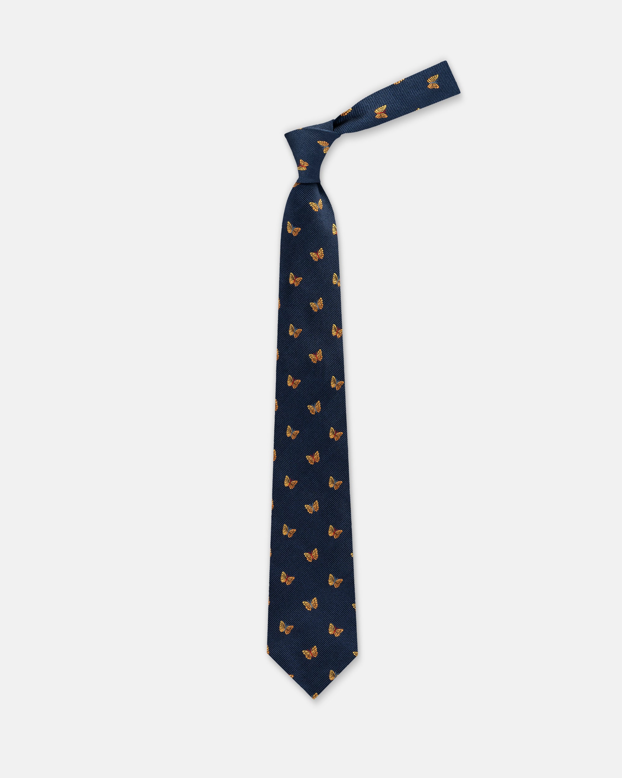 Made-in-UK Navy Butterflies Club Tie