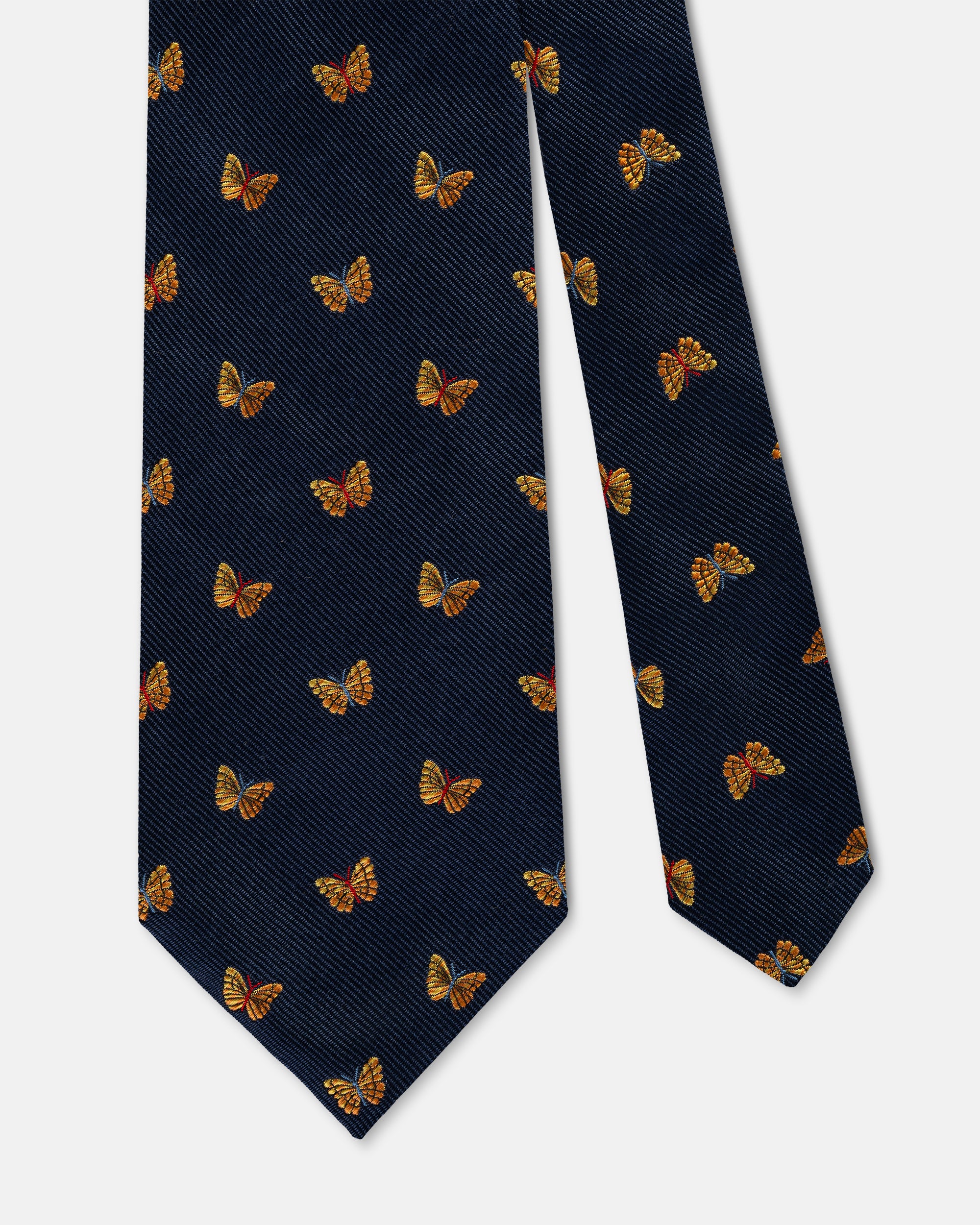 Made-in-UK Navy Butterflies Club Tie