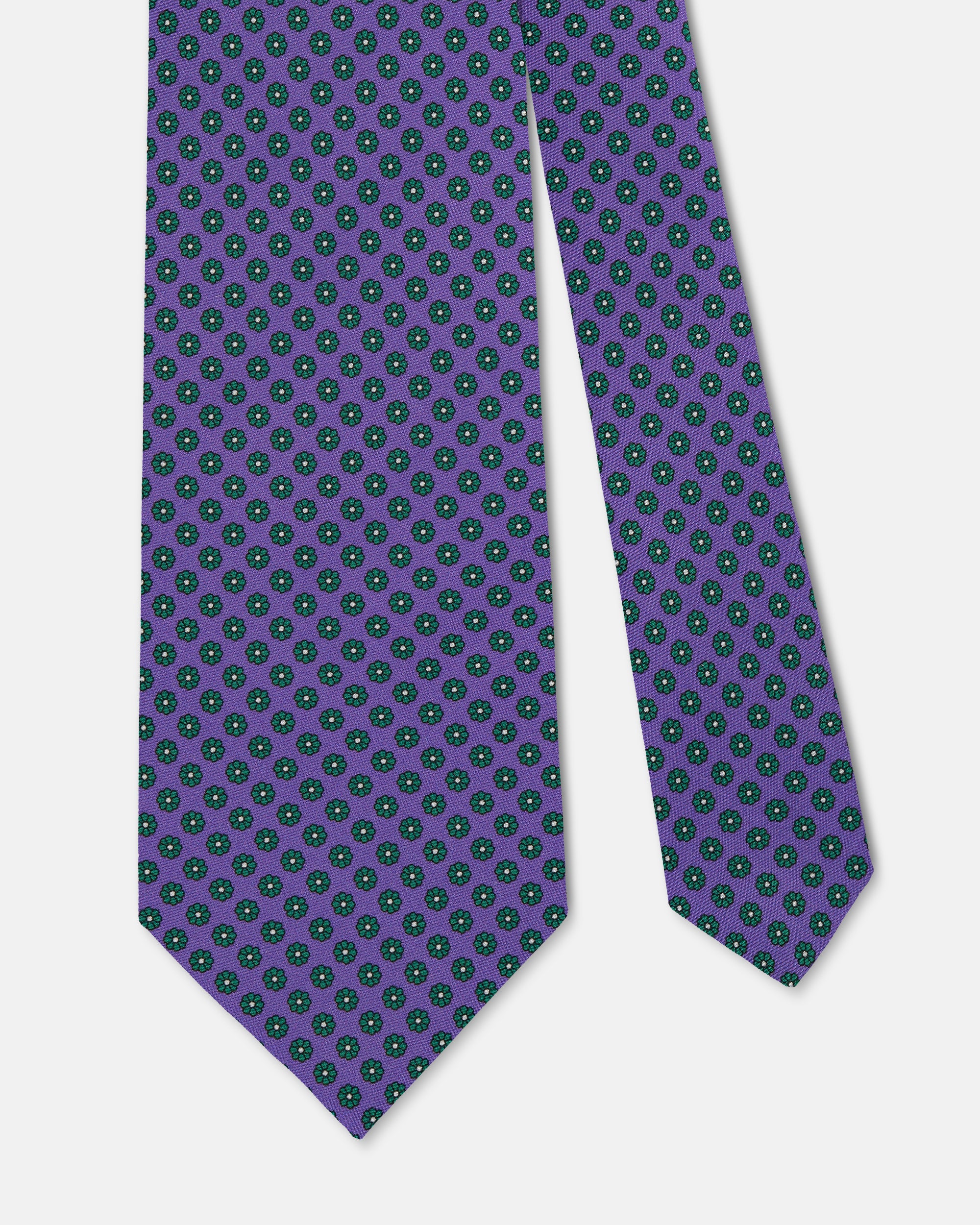 Made-in-UK Purple Daisy Floral Foulard Tie