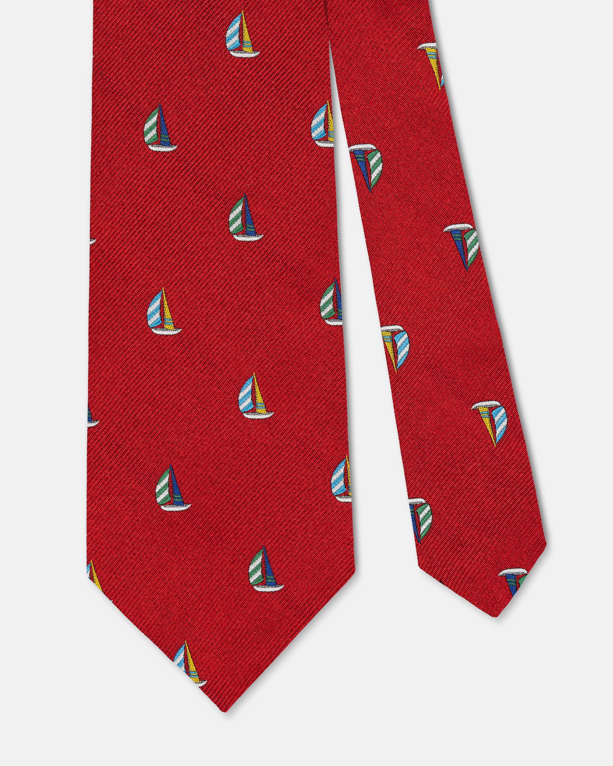 Made-in-UK Red Sail Boats Club Tie