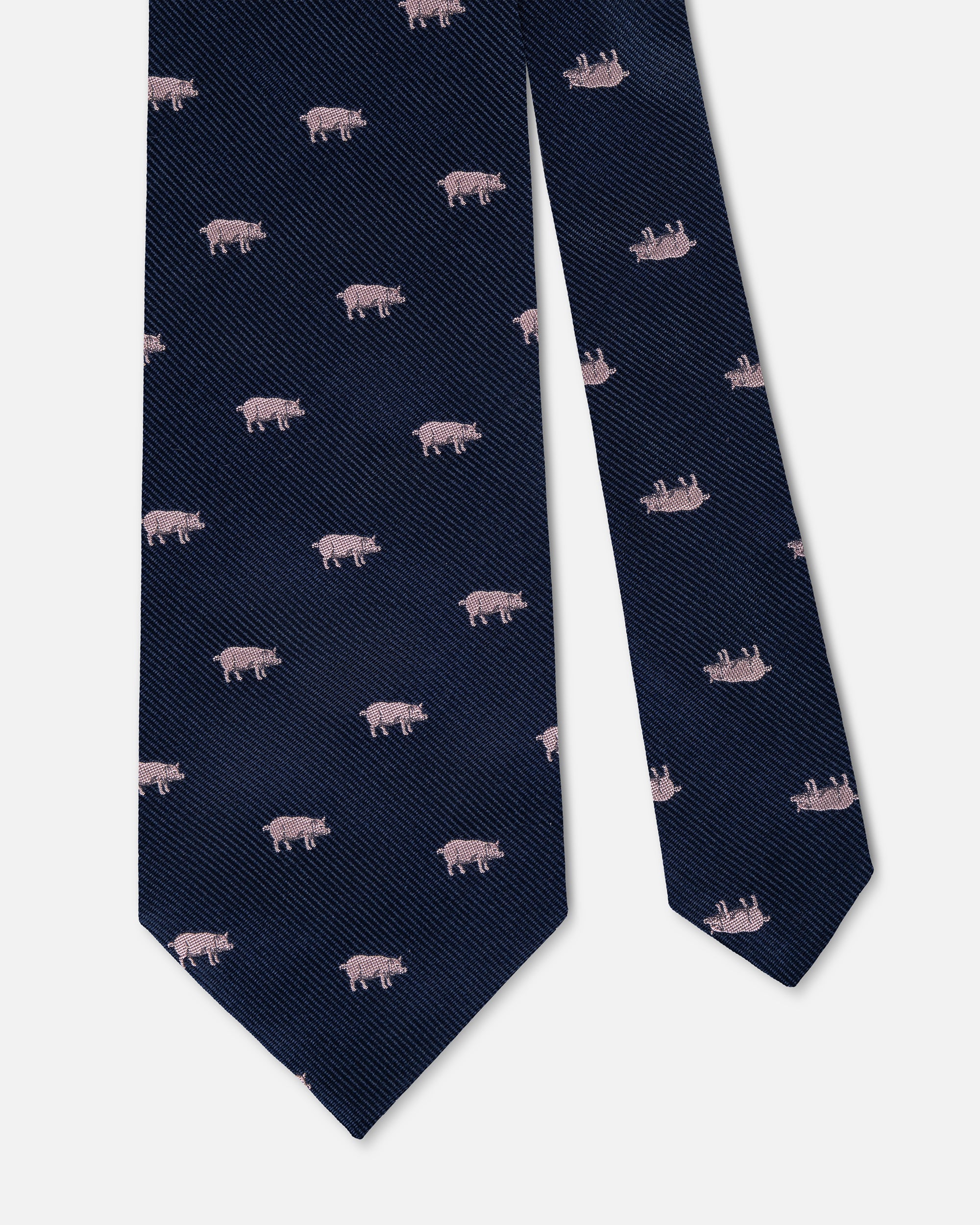 Made-in-UK Navy Small Pig Club Tie