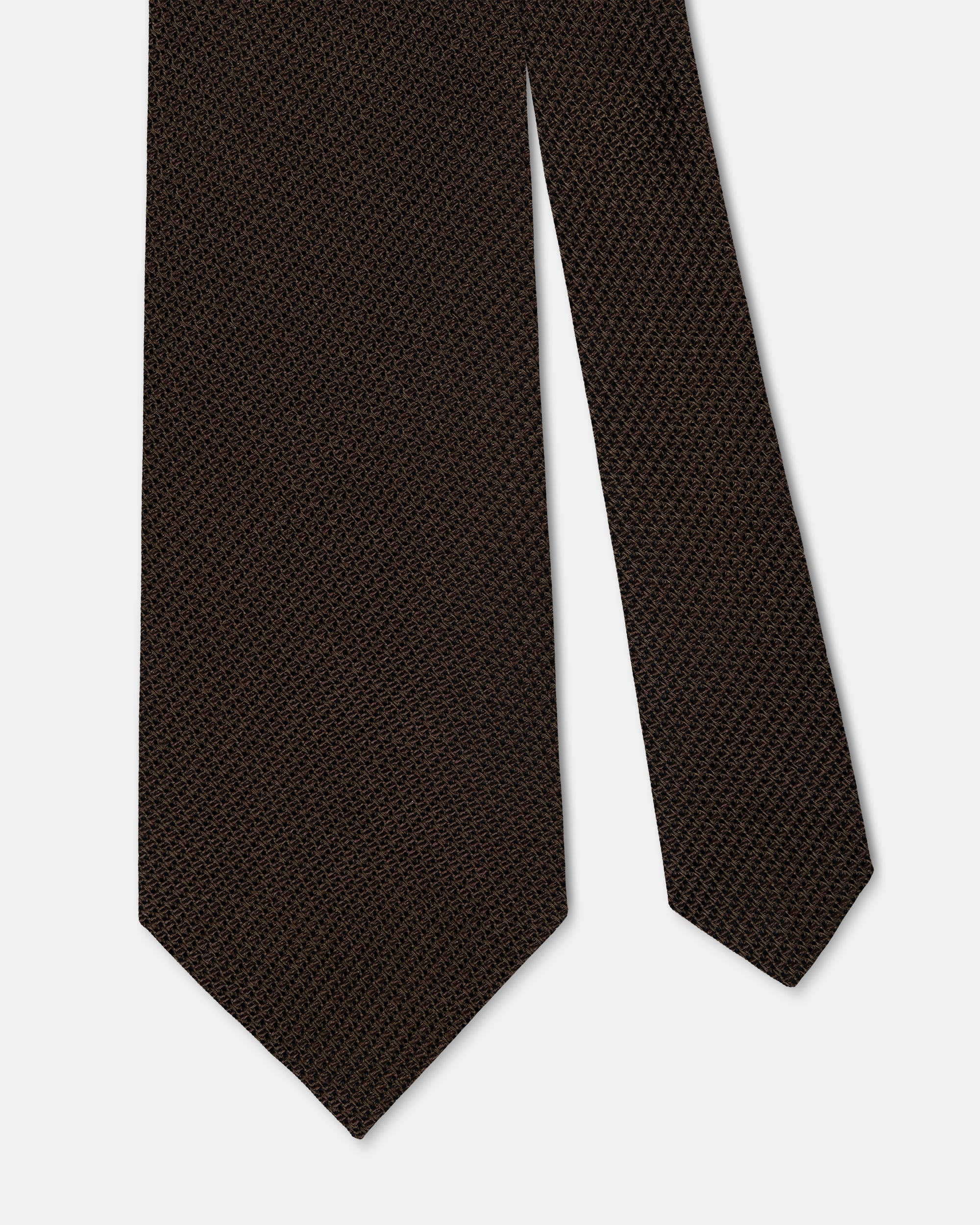 Made-in-UK Solid Brown Grenadine Tie