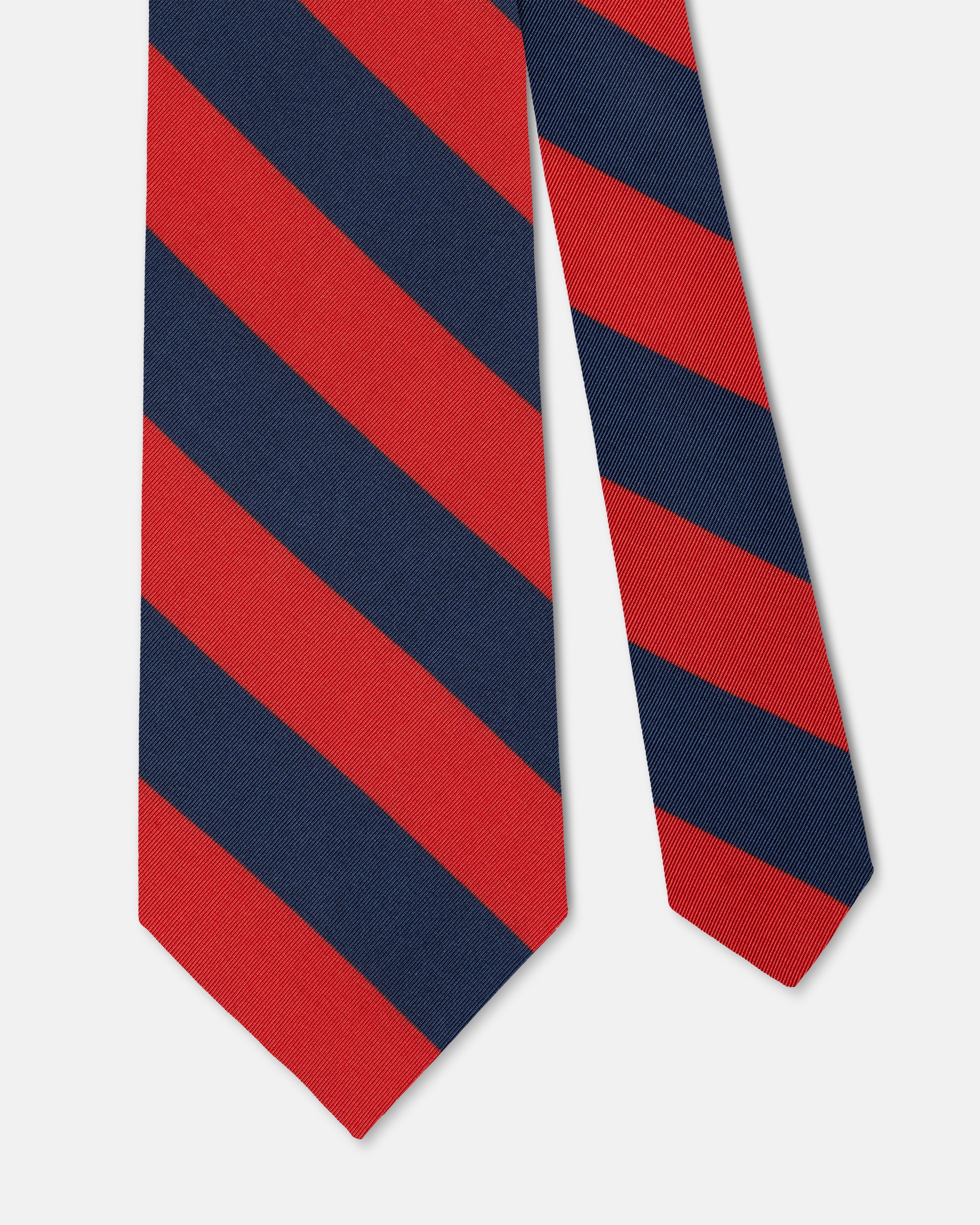 Dark Blue & Red Stripe Irish Poplin Tie