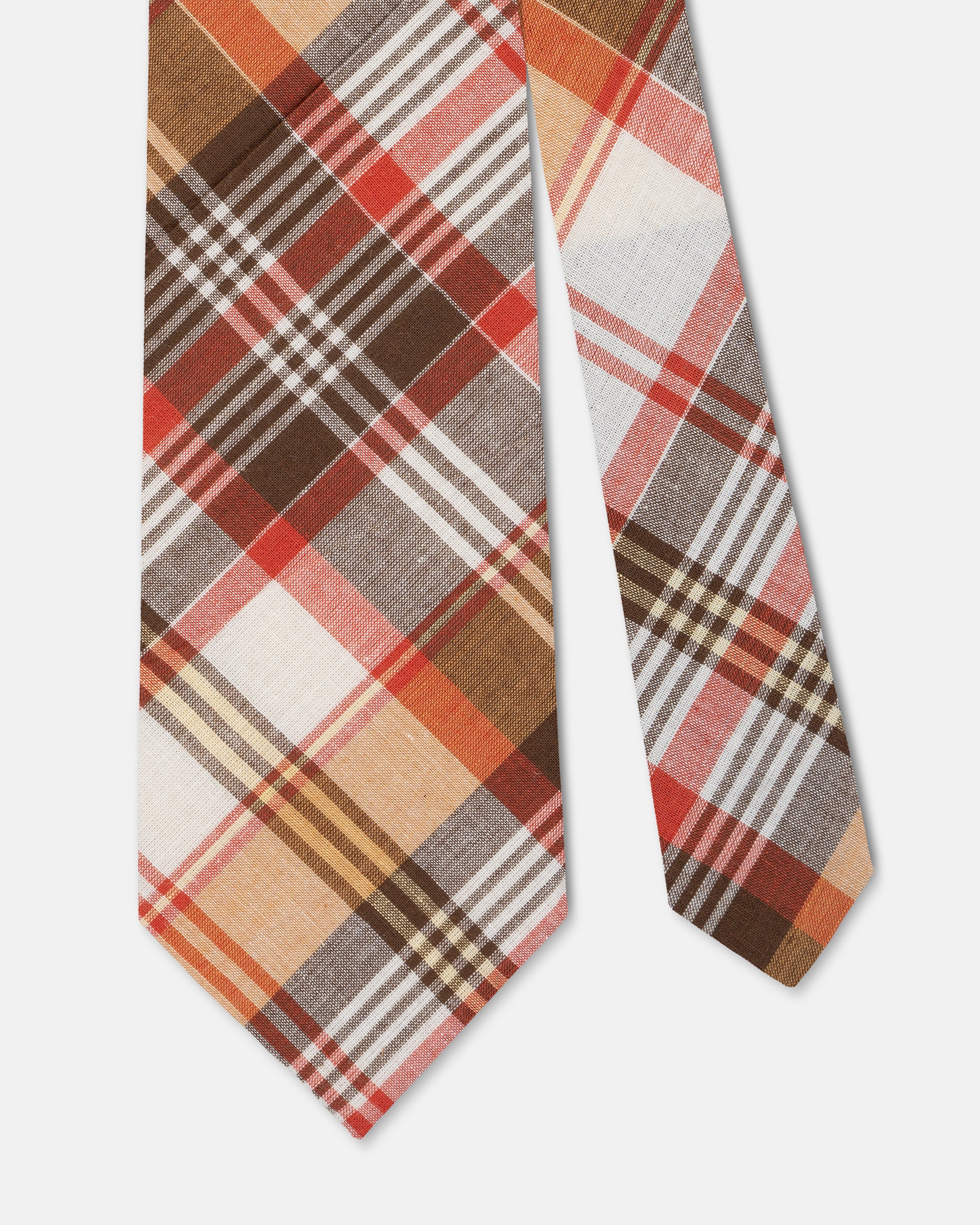 Made-in-USA Brown, White, & Red Madras Tie