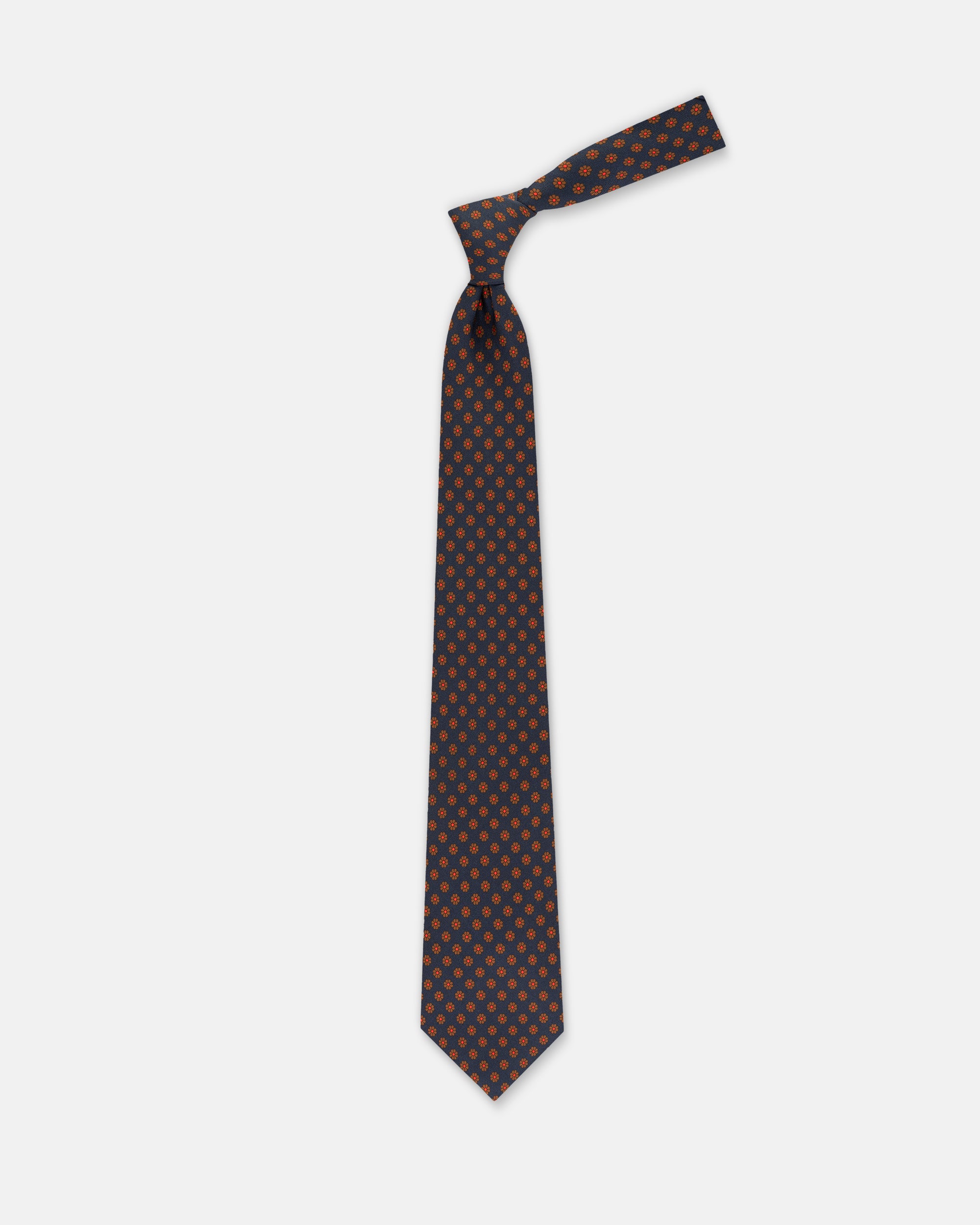 Made-in-UK Navy Foulard Print Tie