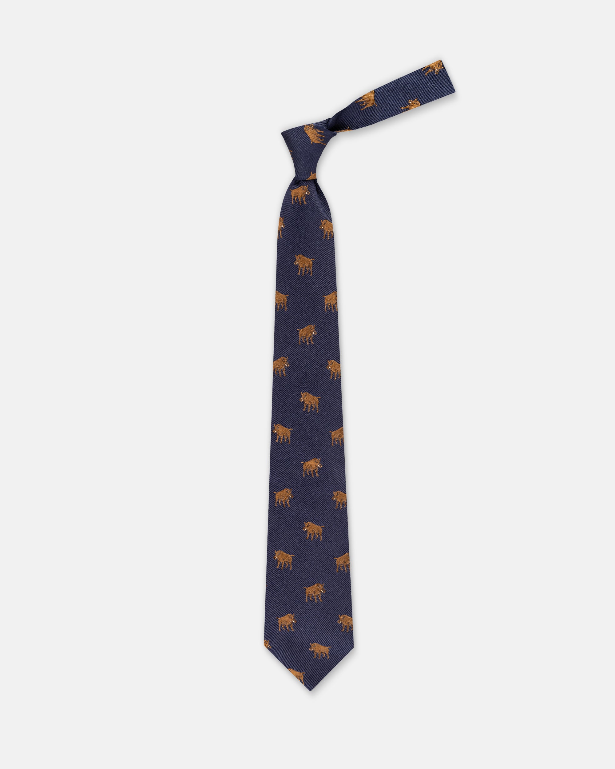 Made-in-UK Navy Boar Club Tie