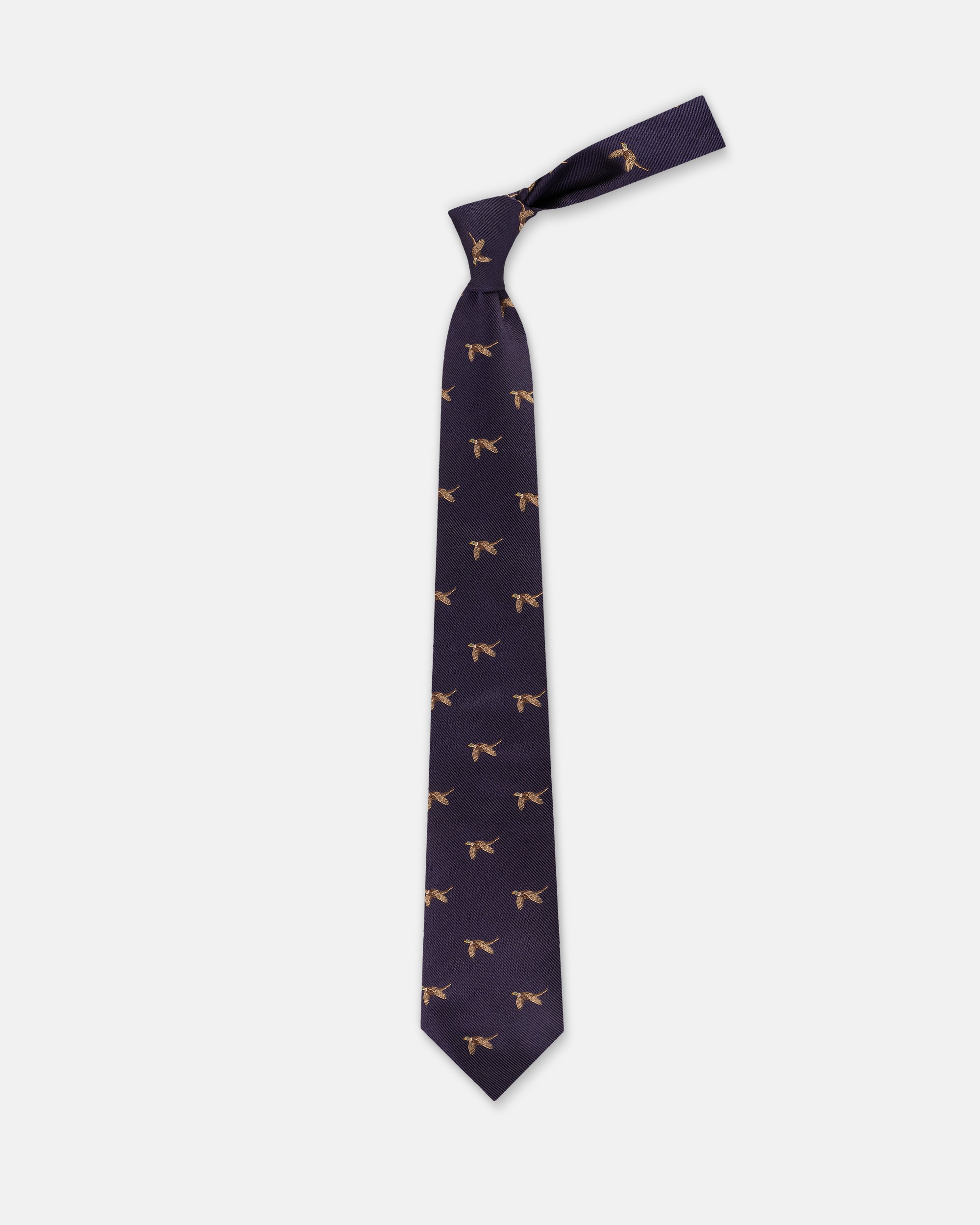 Made-in-UK Purple Flying Pheasant Club Tie