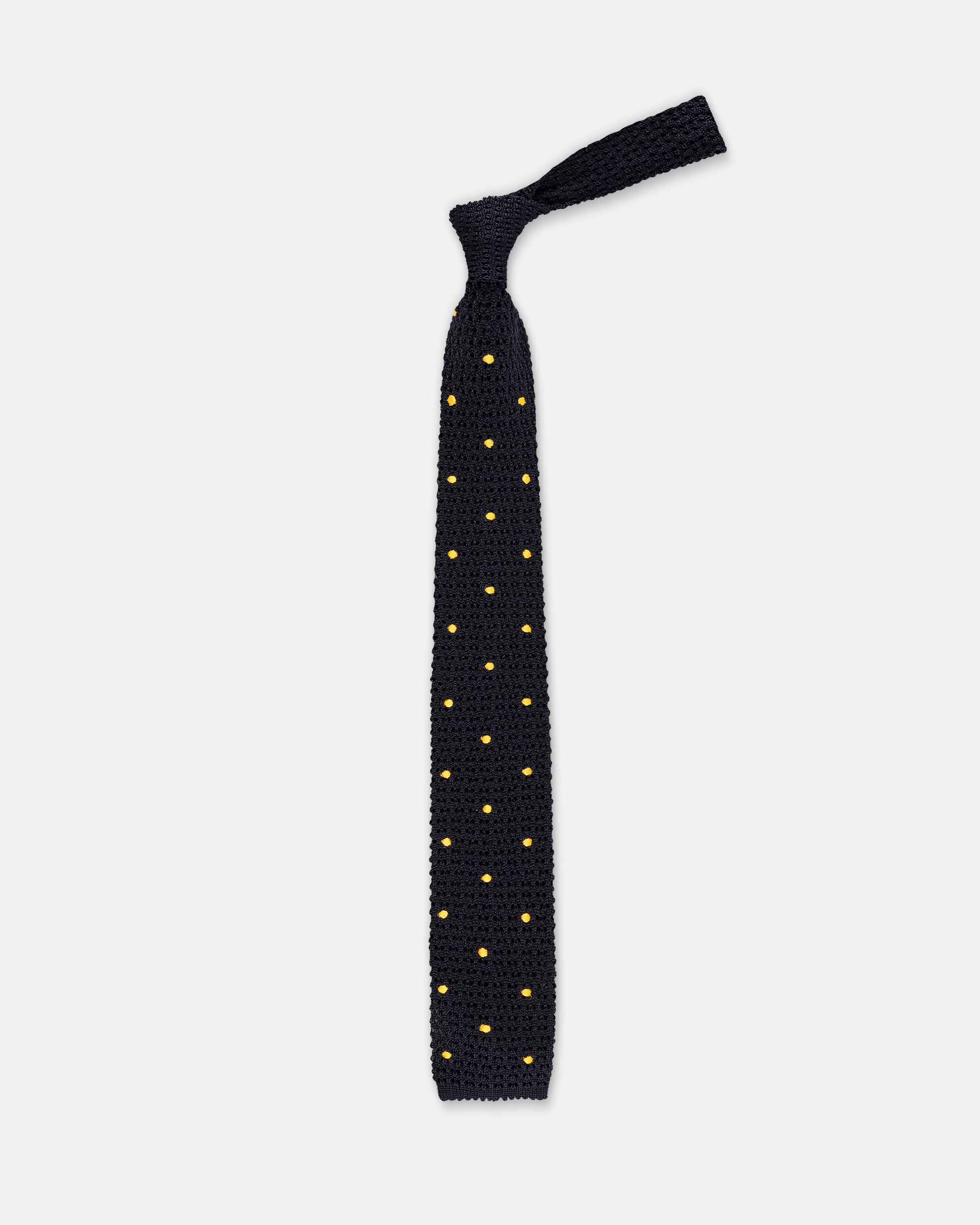 Made-in-Italy Navy & Gold Dots Silk Knit Tie